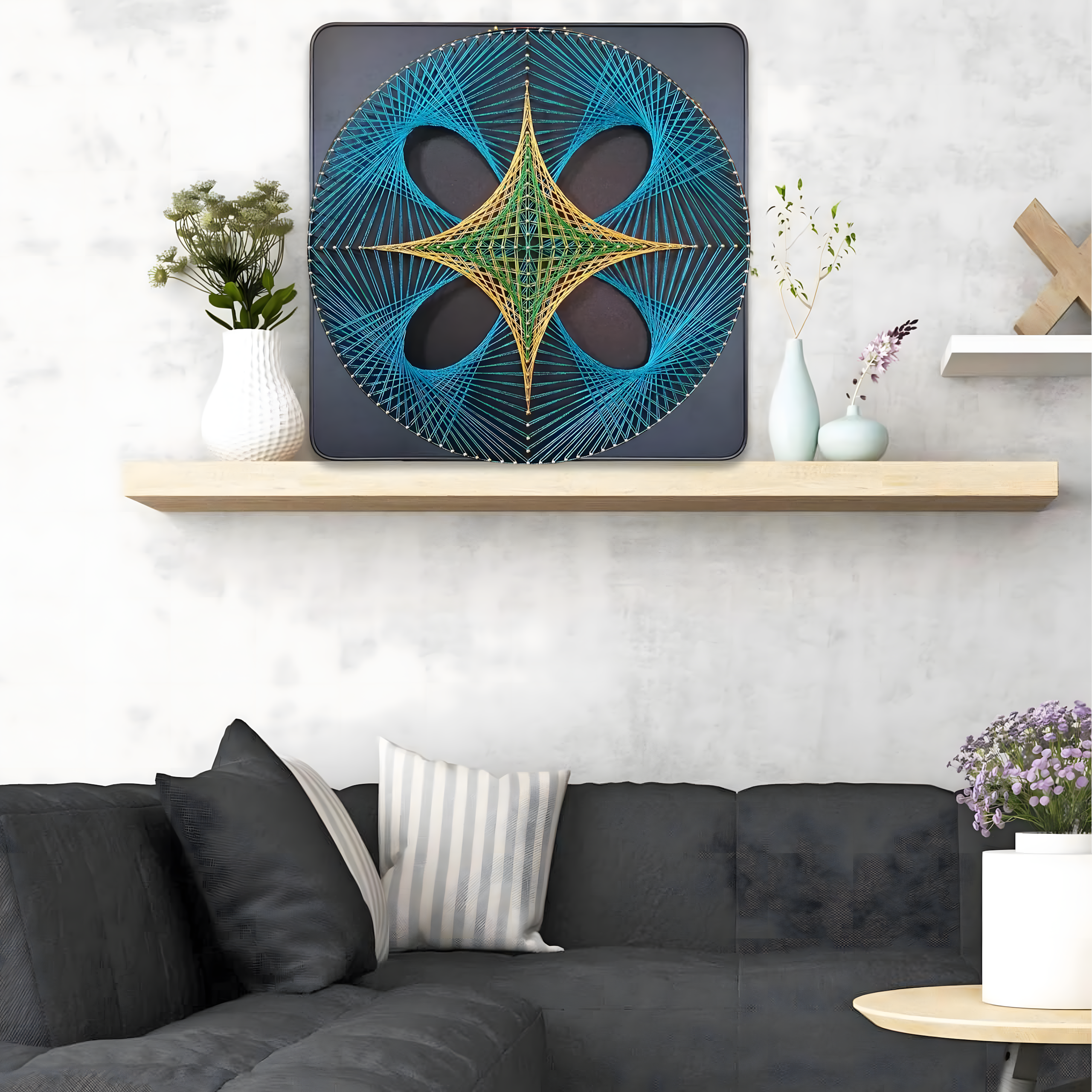 Loominguline komplekt niidikunsti põimimiseks, niidipildi raam 40x40 cm