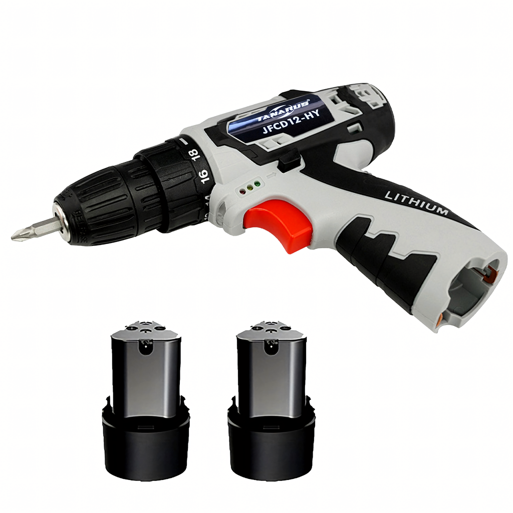 12V mini juhtmeta kruvikeeraja komplekt LED-iga, 2x 1.5Ah akud, kandekohver