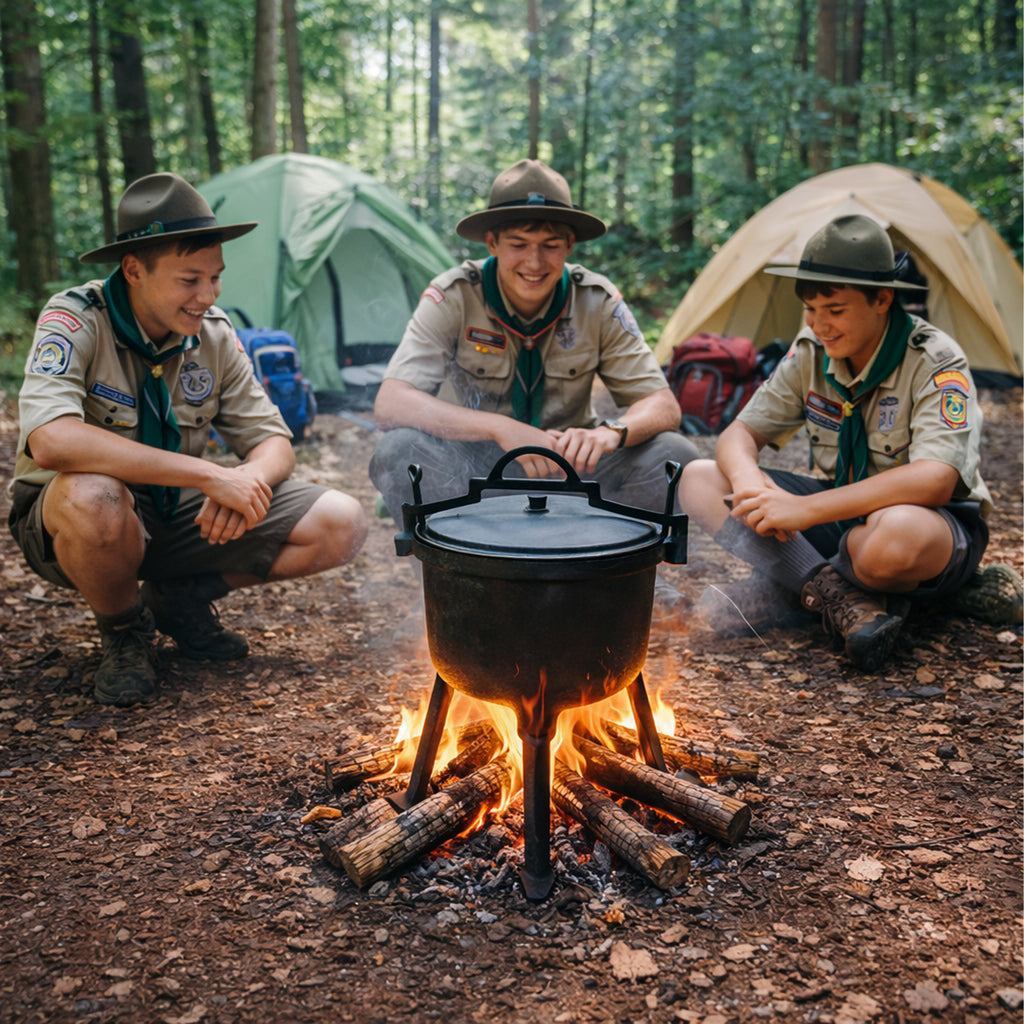66x Malmist jahipott 10L kaanega, lõkke jaoks, seisval alusel