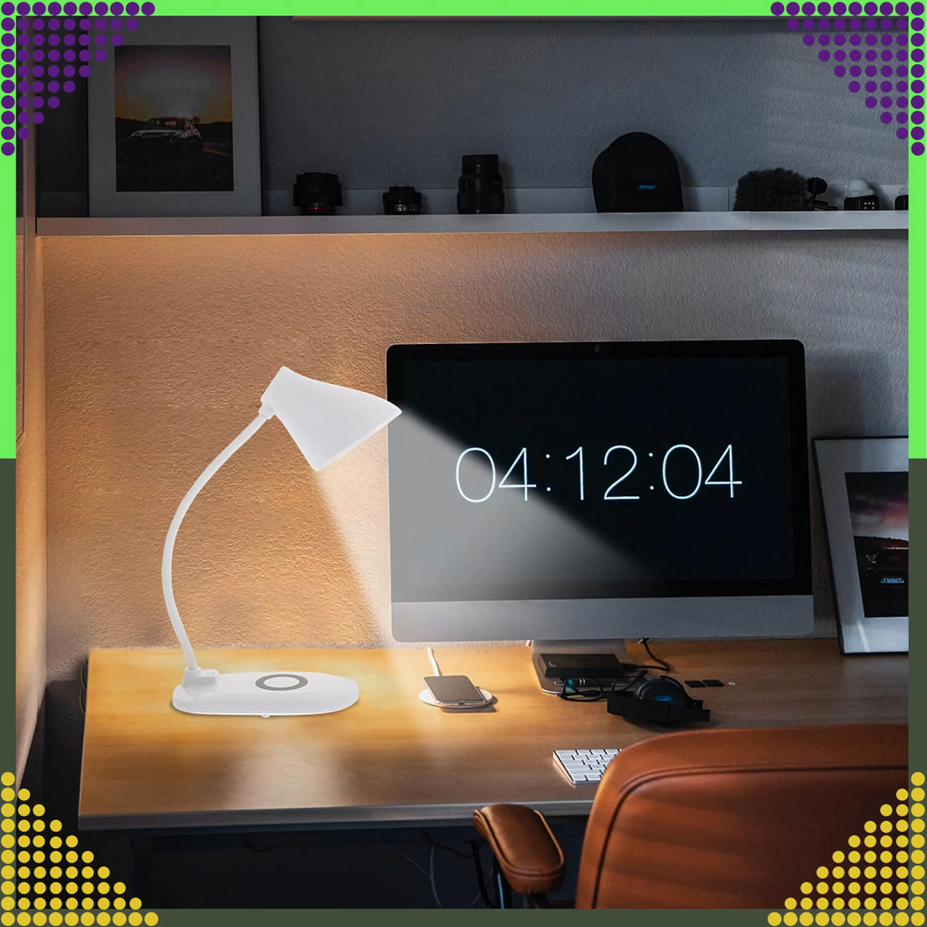 LED laualamp QI induktiivlaadija ja USB-ga