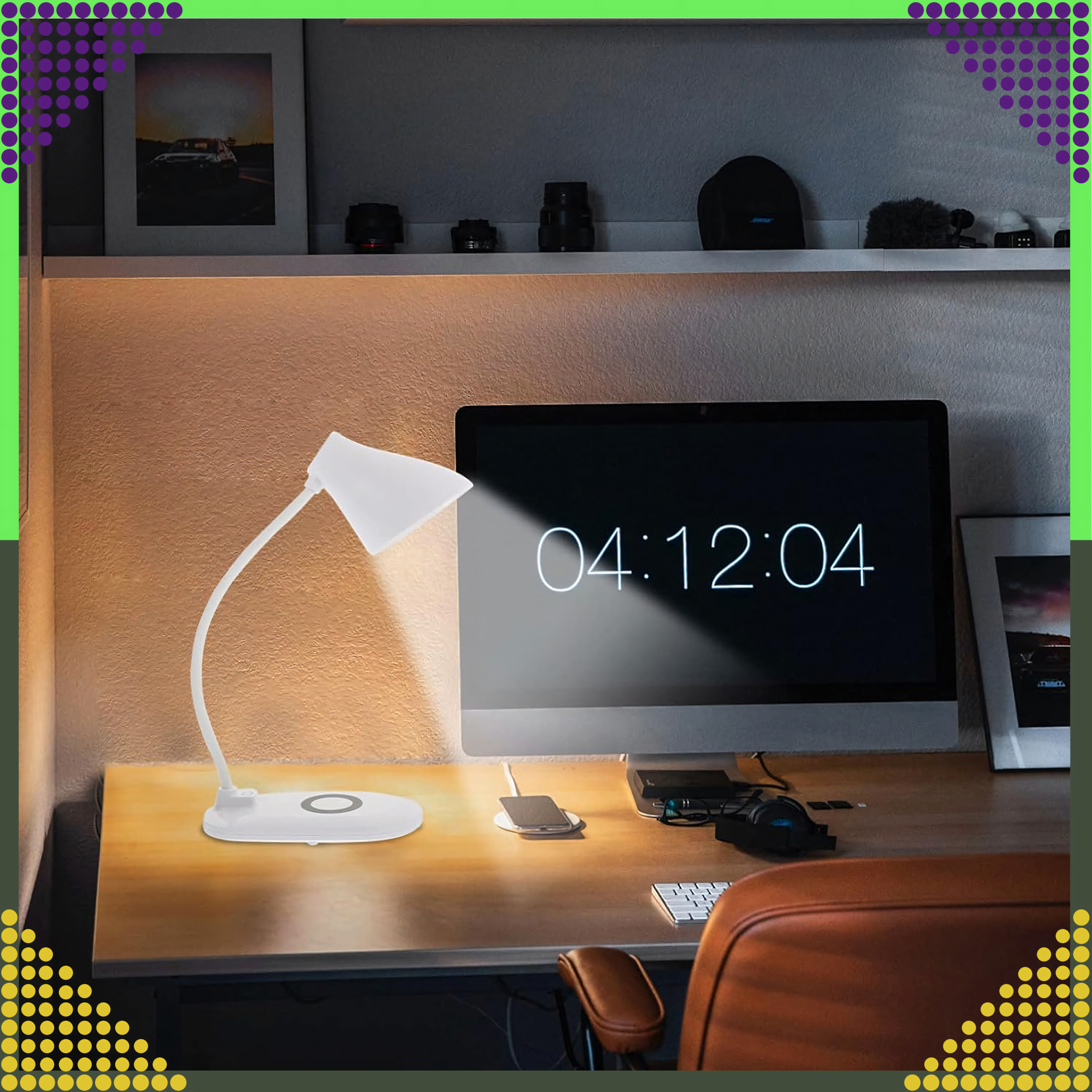 LED laualamp QI induktiivlaadija ja USB-ga