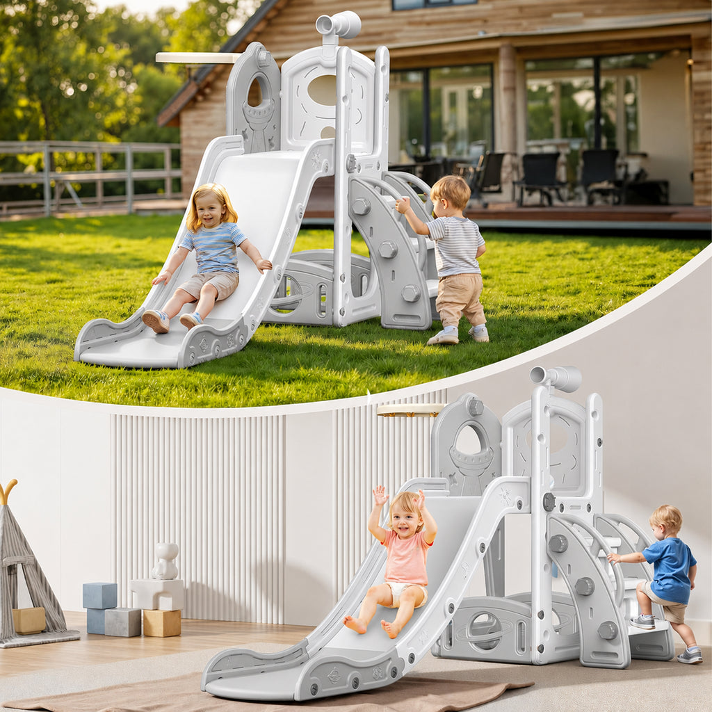 Free-Standing Children's Slide with Ladder for Home