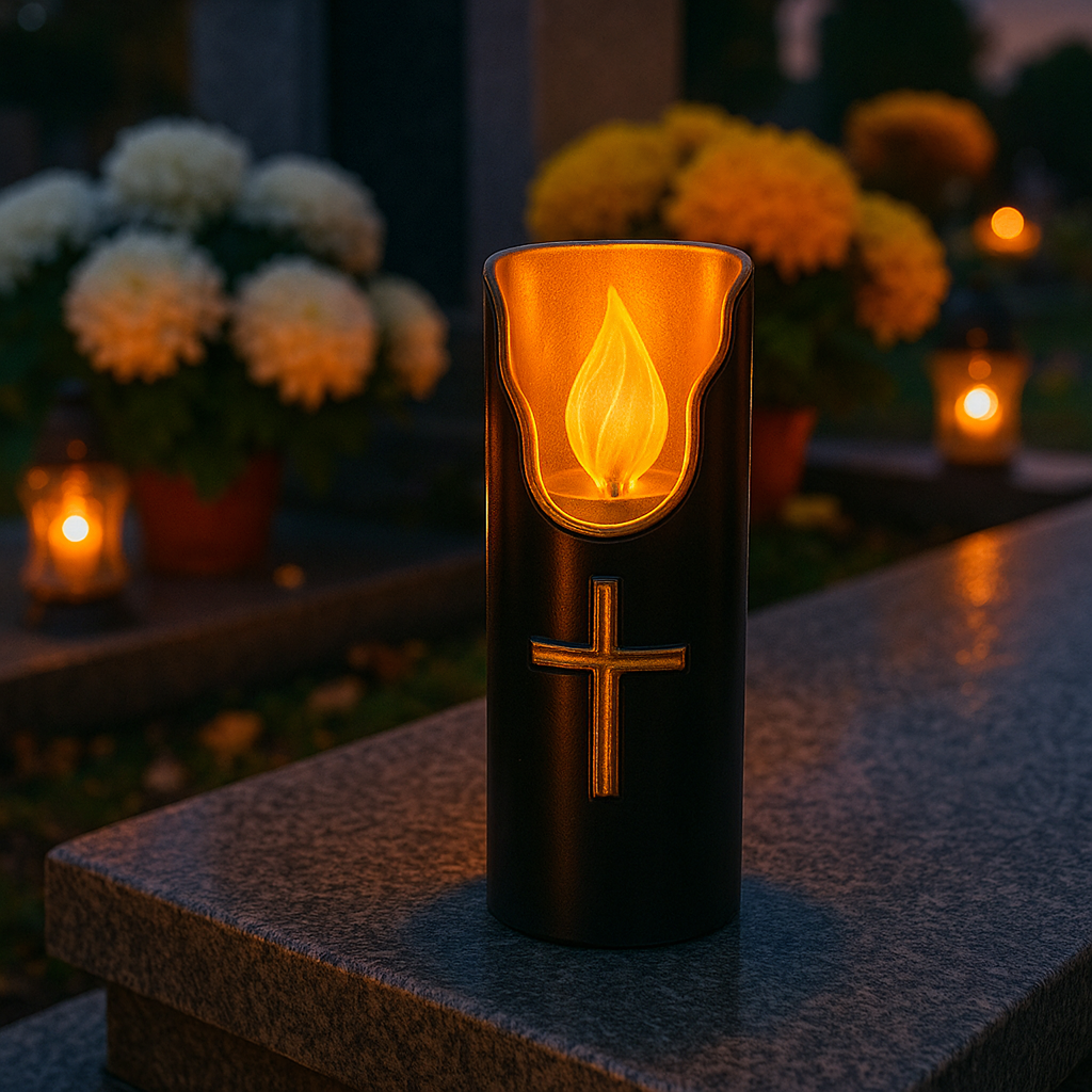 LED-küünal leegiefektiga Black 15cm patareitoitel