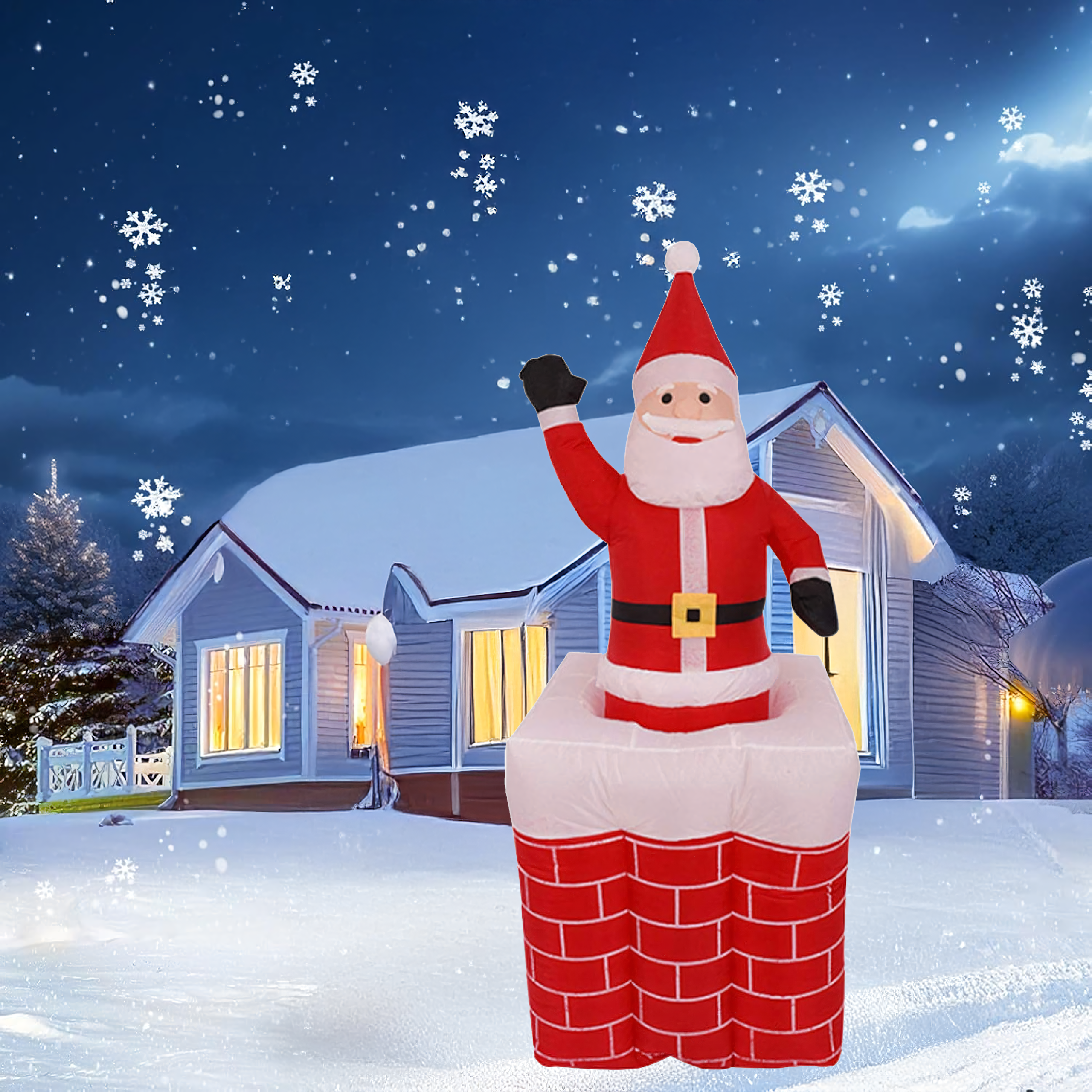 Täispuhutav jõuluvana korstnas, liigutatav, valgustatud LED, 160 cm