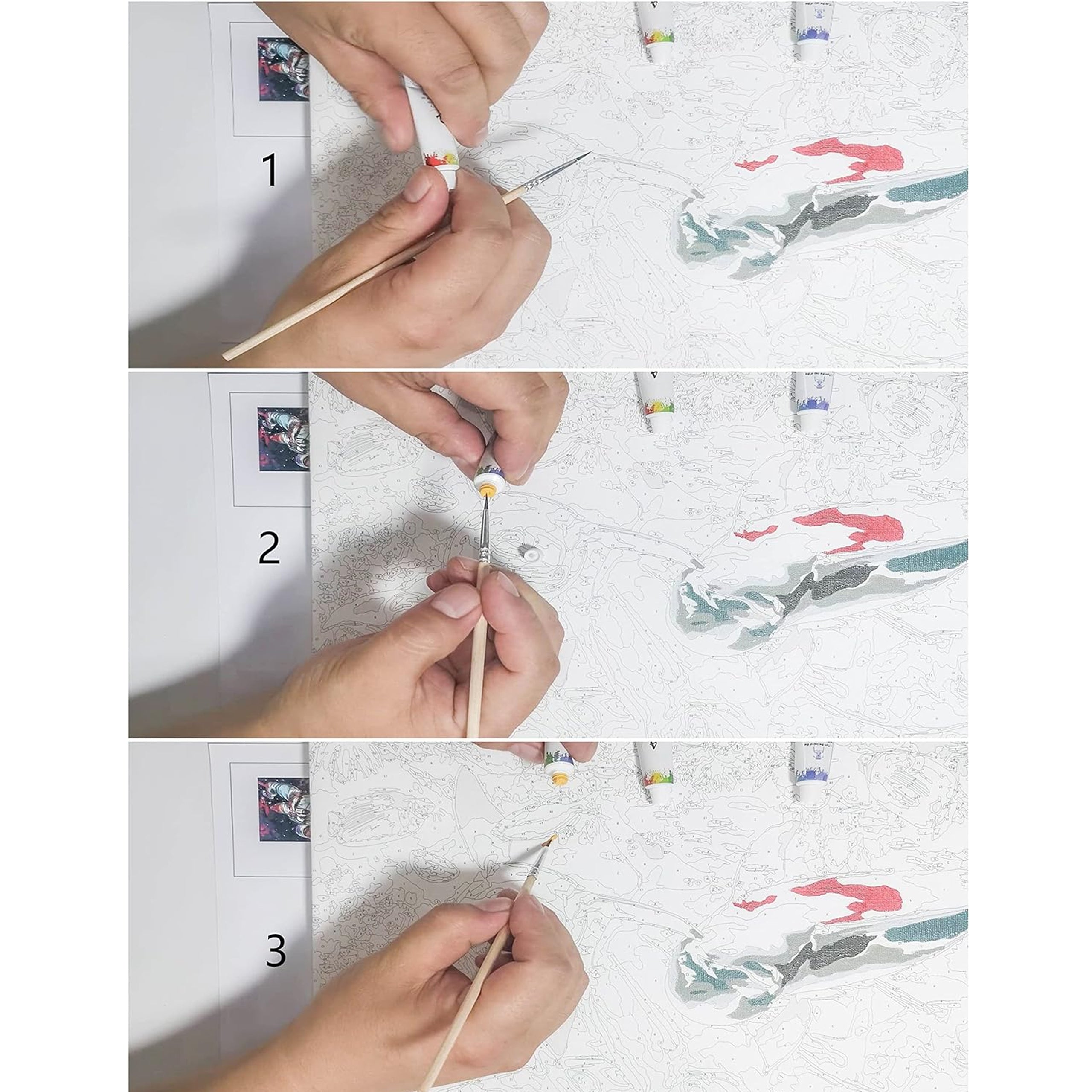 Numbrite järgi maalimise lõuend raamiga isetegemise komplekt pintslite ja värvidega 30x40