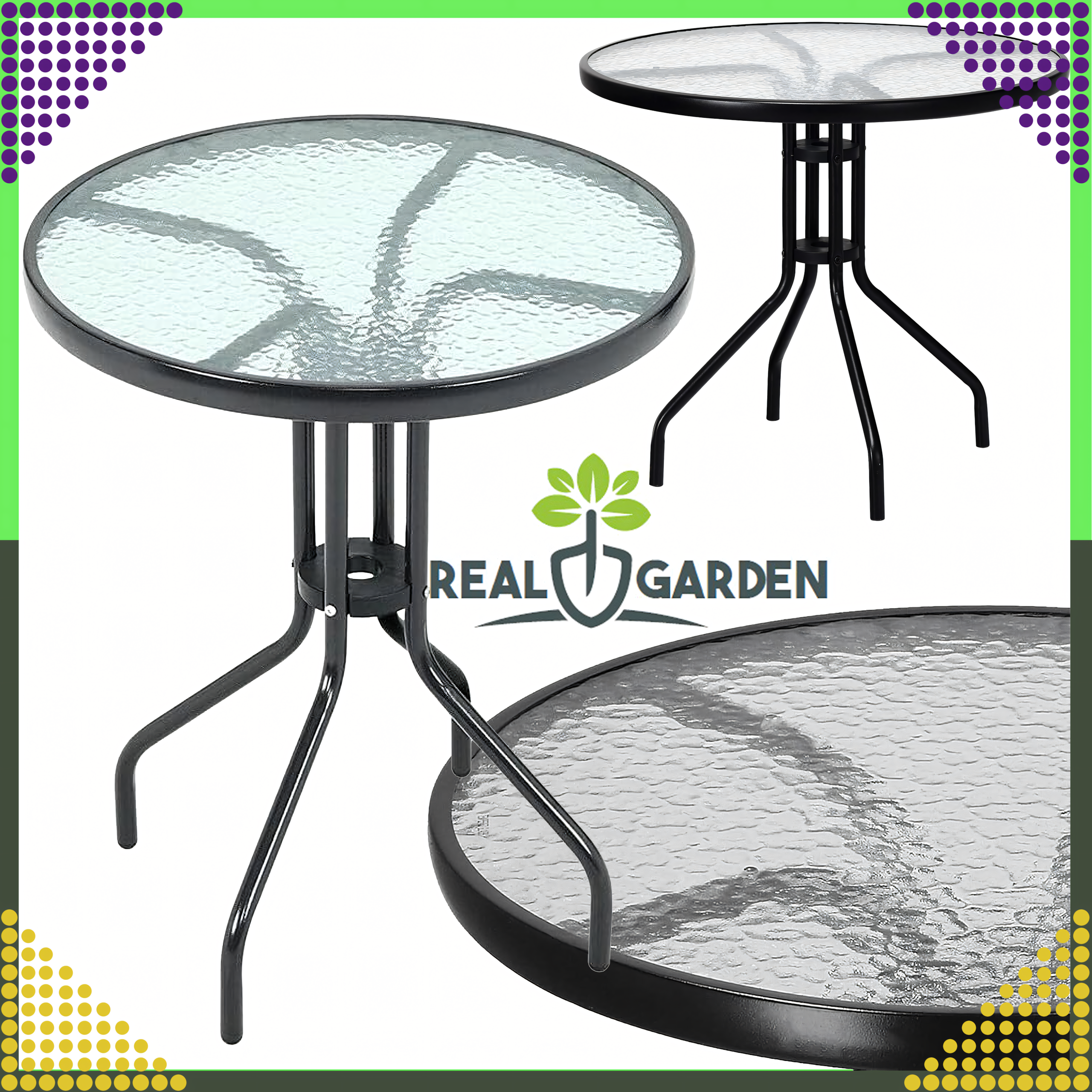 Tempered Glass Coffee Table Round Black 60 cm
