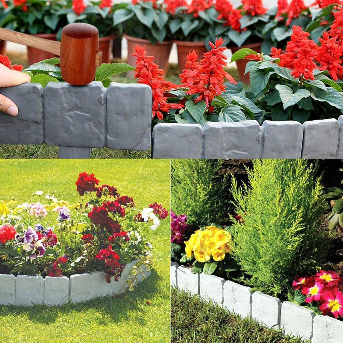 Garden Edging Palisade Lawn Border Stone Split Gray 250 cm
