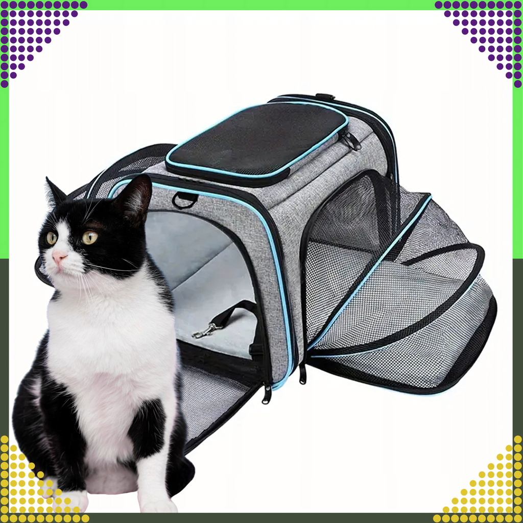 Large Expandable Pet Carrier Bag for Cats and Dogs up to 8kg with Ventilation