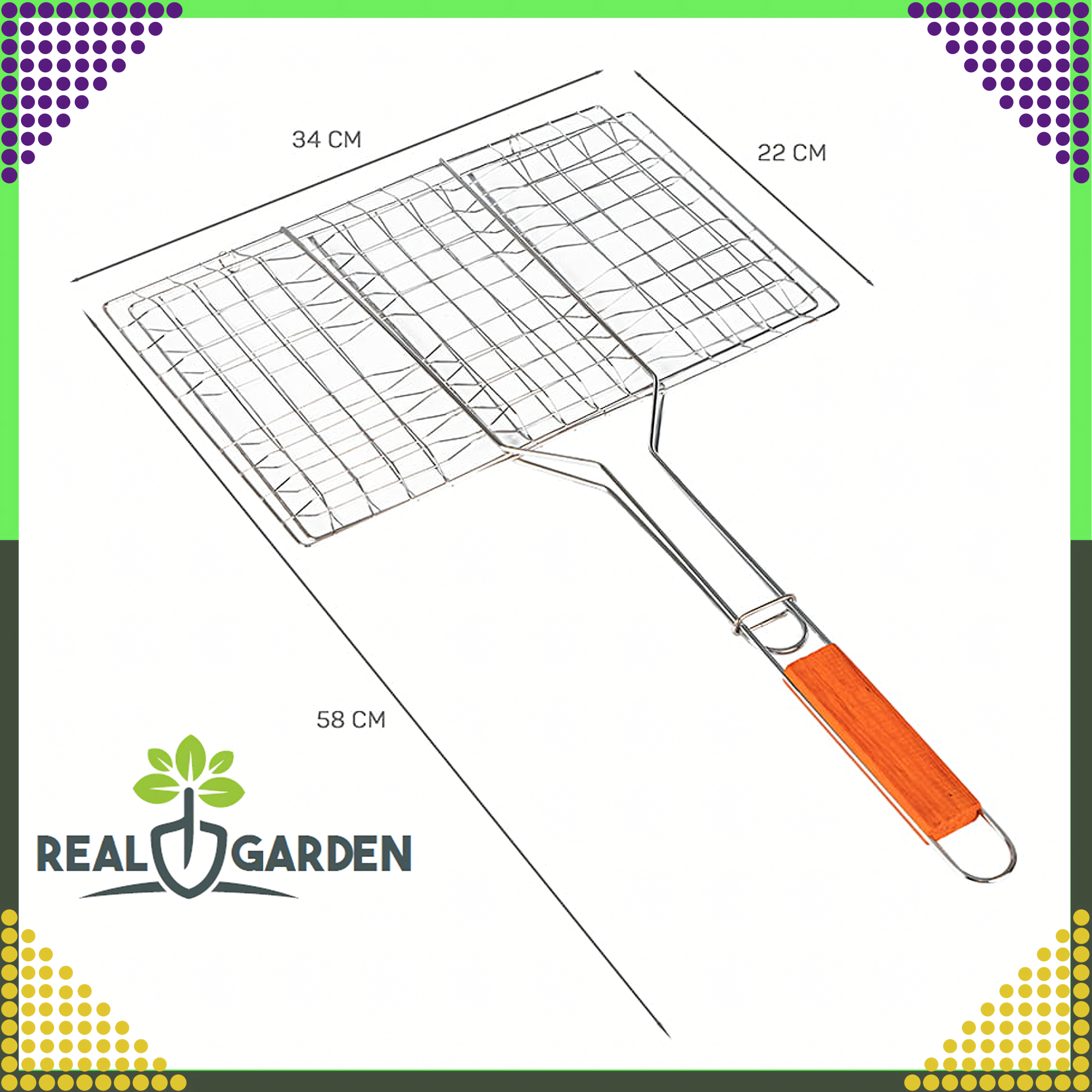 Foldable Grilling Rack for Baking Lockable Metal Grid 34x58 cm