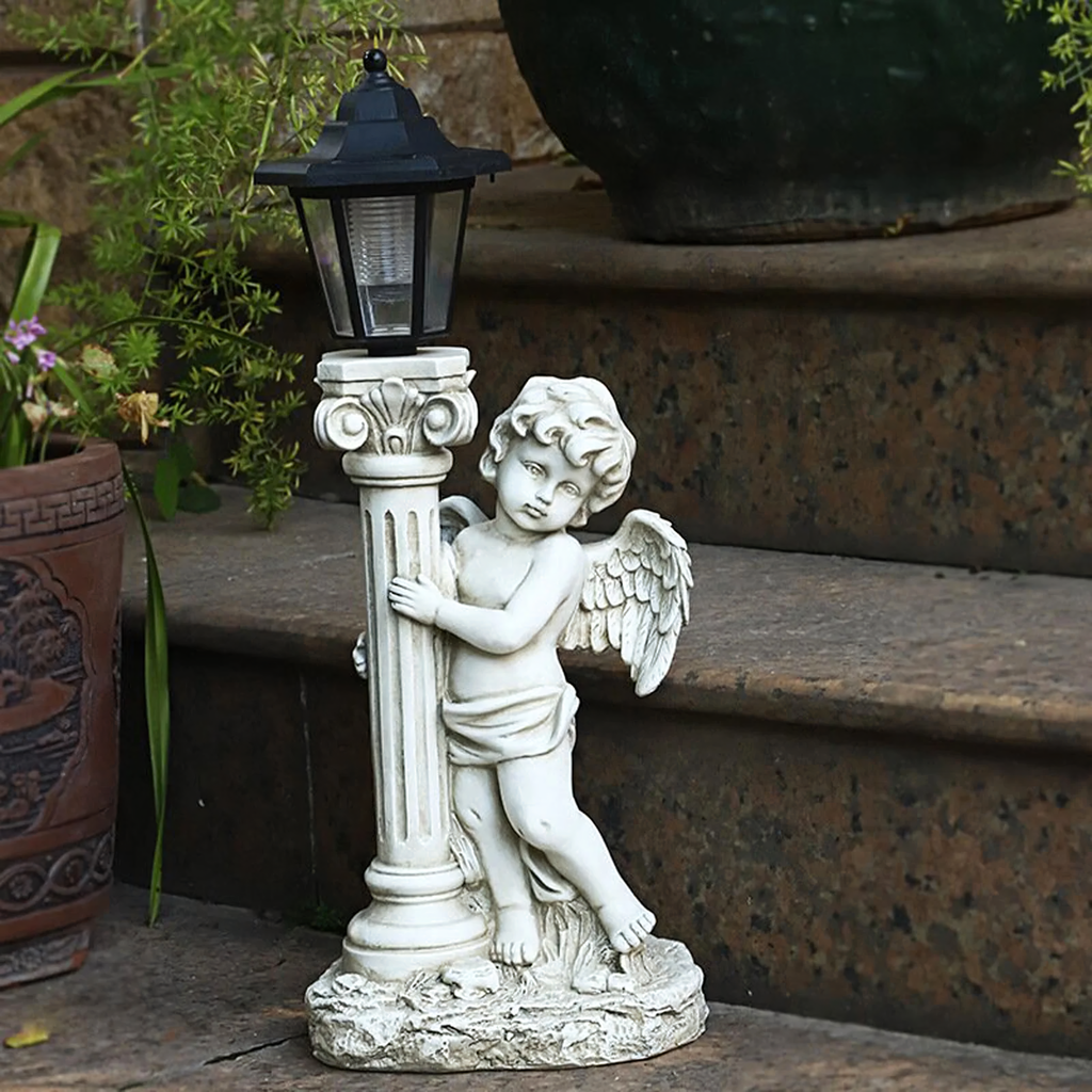 Figurka Candle Holder Decoration Statue Solar LED Angel for Garden or Grave 49cm