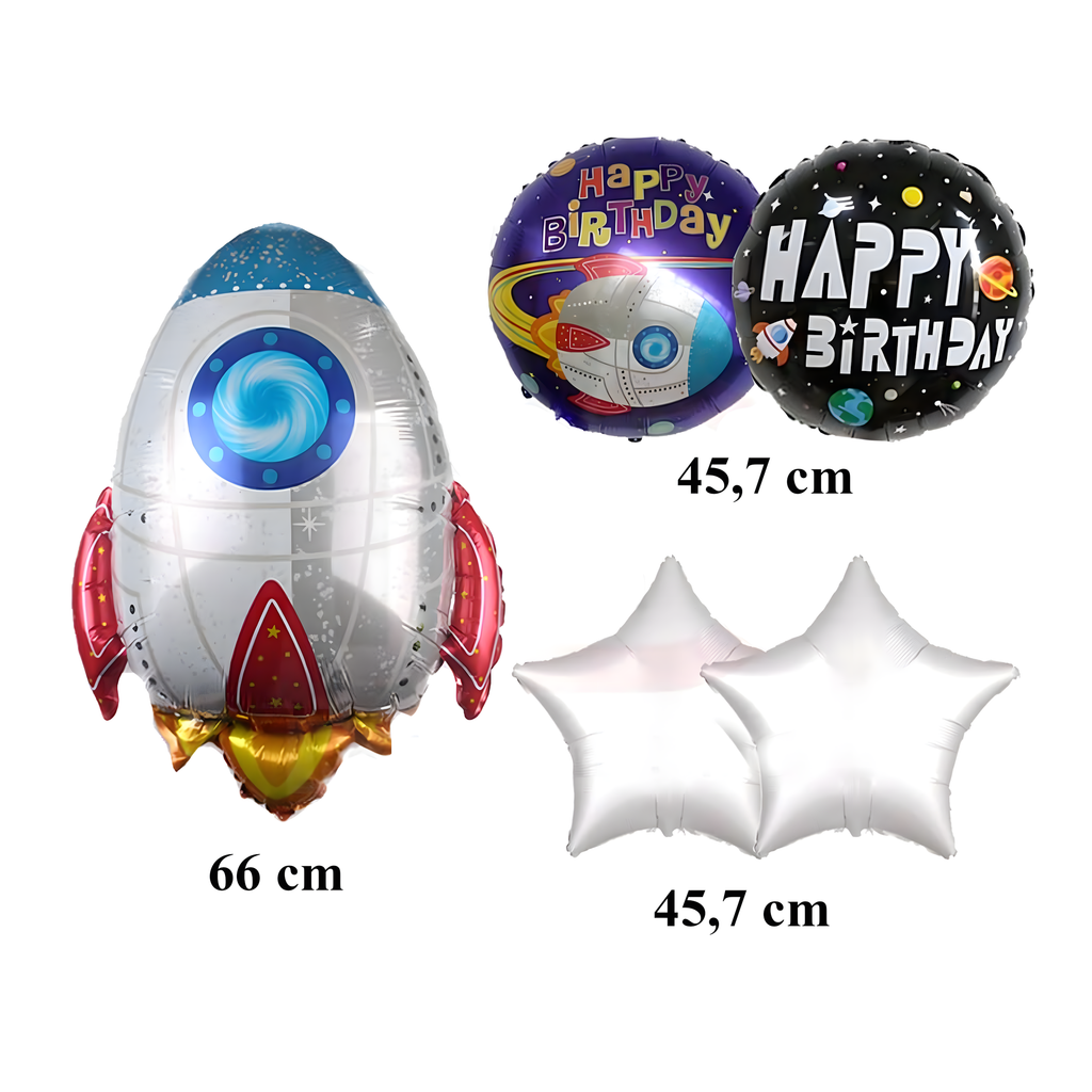 Fooliumõhupallide komplekt sünnipäevaks, kosmose rakett, 5 tk