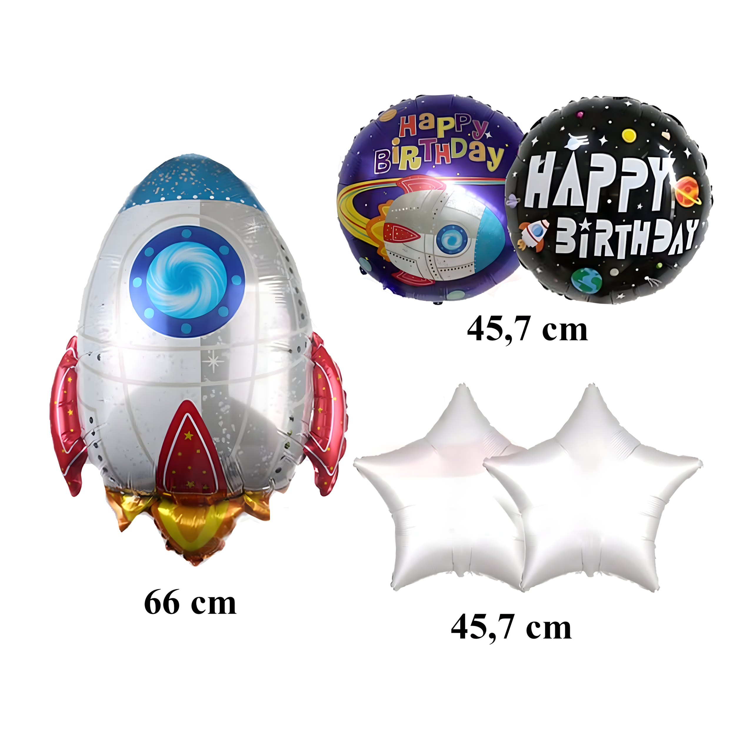 Fooliumõhupallide komplekt sünnipäevaks, kosmose rakett, 5 tk