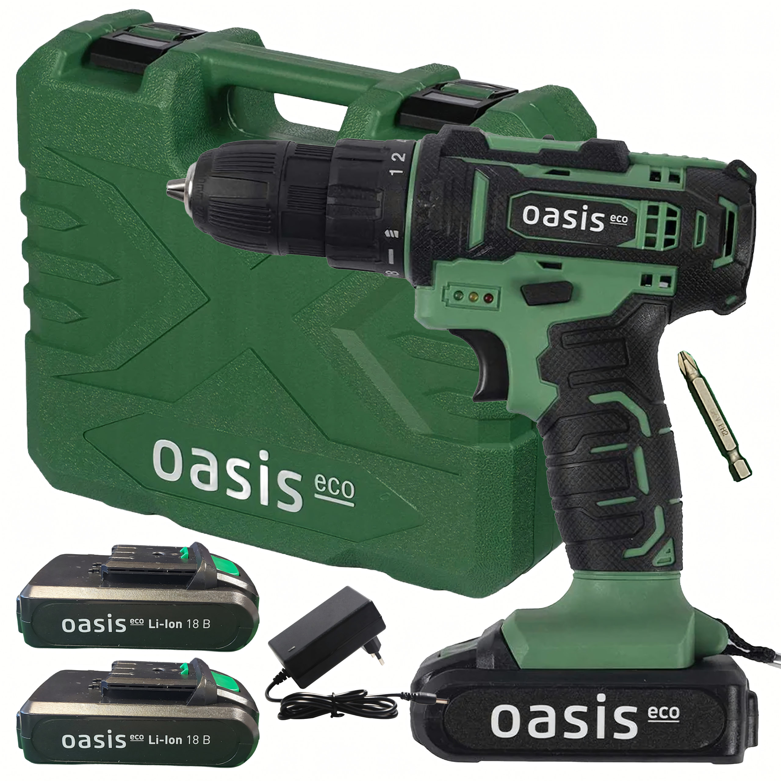 Juhtmeta kruvikeeraja komplekt LED-i, kohvri ja 2x 18V 1.5Ah akuga