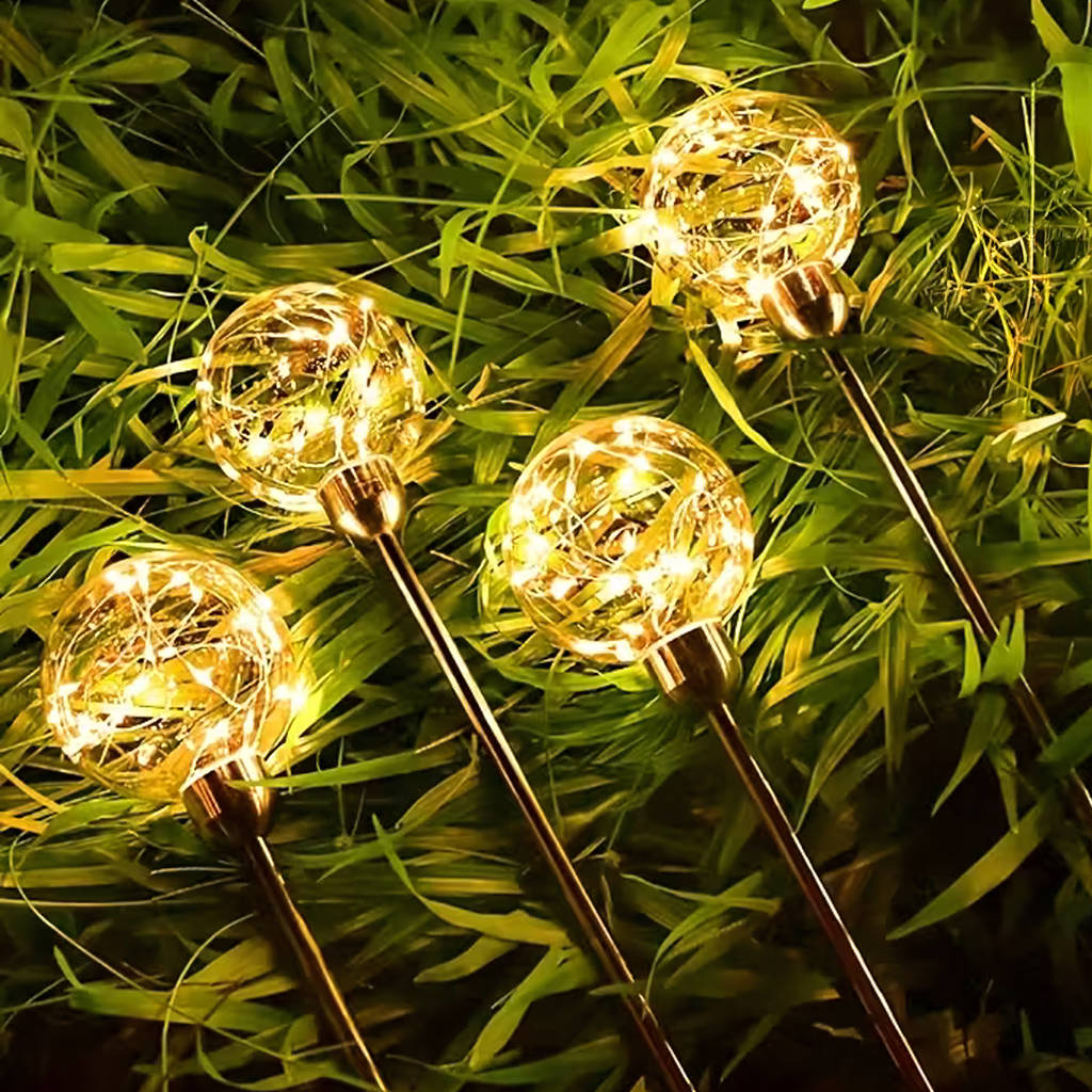 Solar Garden Spike Lights LED Ball Waterproof 4 pcs