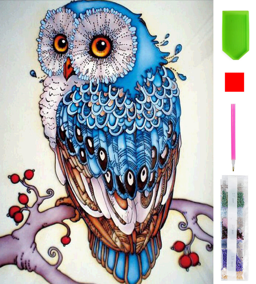Diamond Painting 5D Mosaic Kit - Colorful Owl 15 x 20 cm