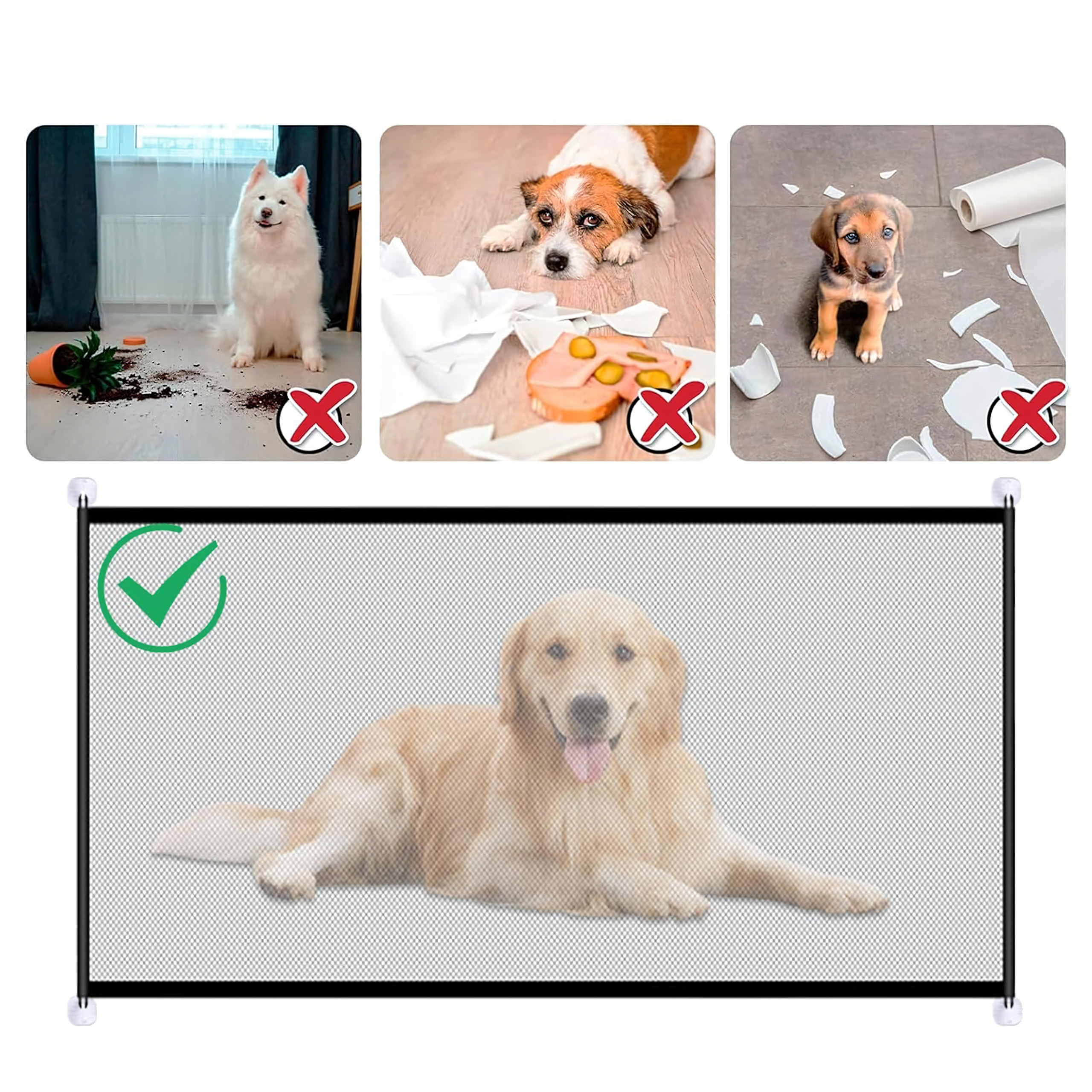 Võrkvärav turvatõke uksedele ja treppidele koerale, kassile 110x72cm