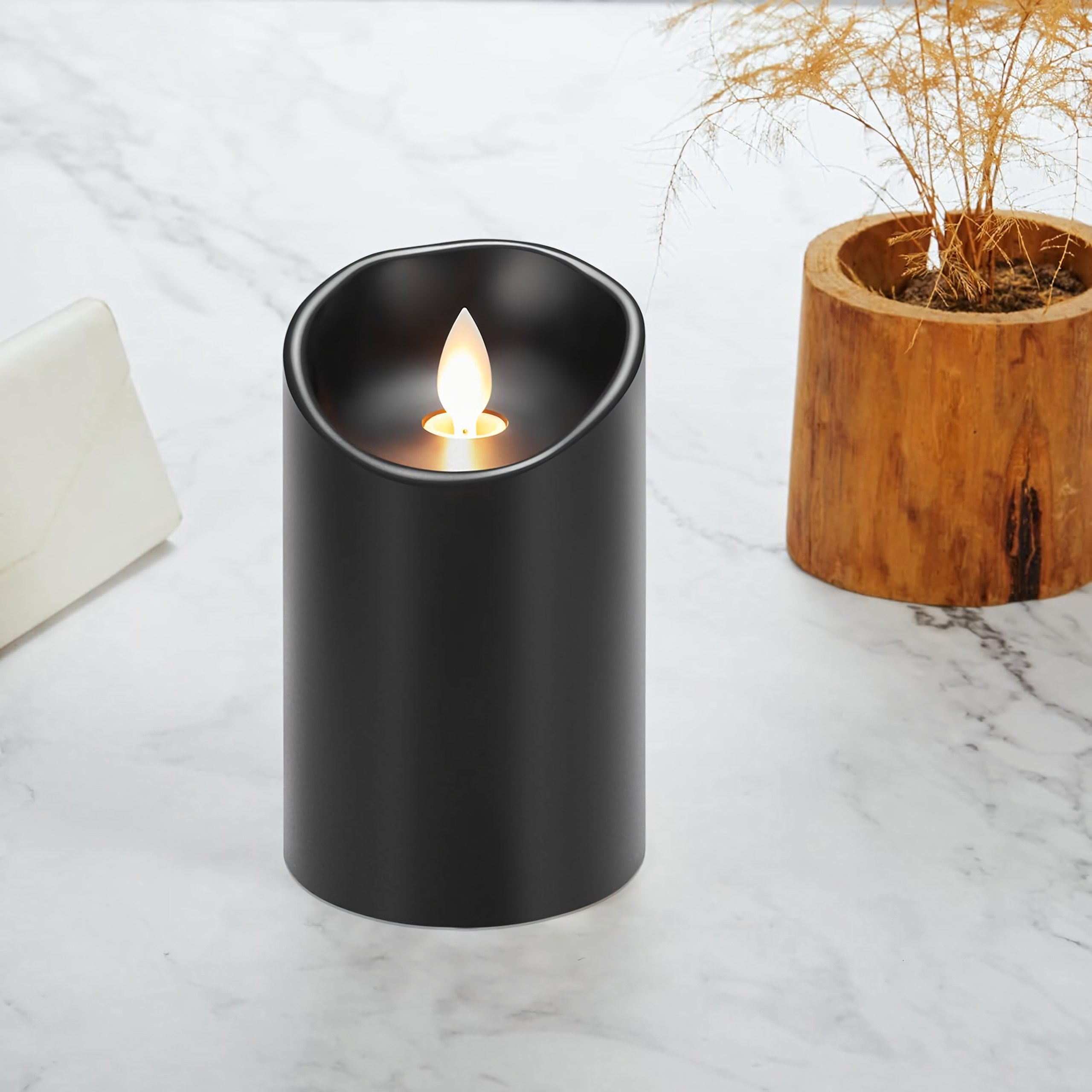 120x Küünla sisetükk Patareitoitel küünal LED-küünal 15 cm Leegi efekt