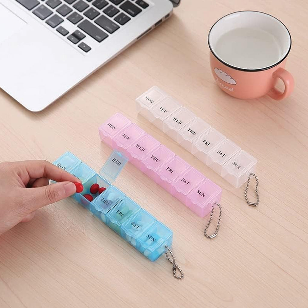 Weekly Pill Organizer Box with 7 Compartments