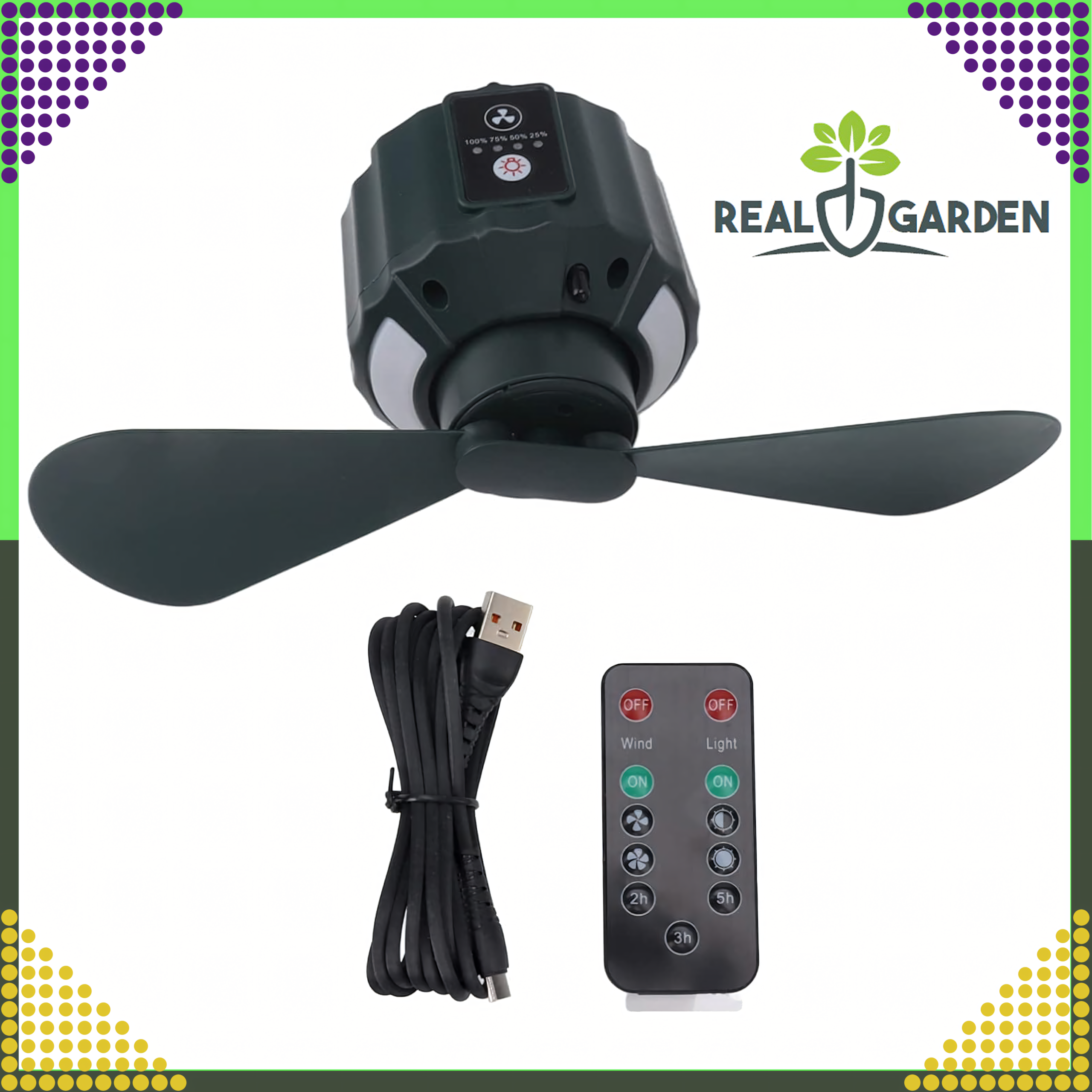 Portable 2in1 Ceiling Fan for Tent Bedroom Camping Usb 5200 mAh