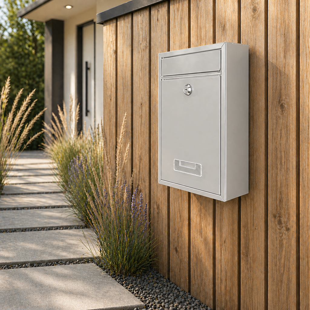 Steel Mailbox with Key Lock and Window 192 pcs Gray