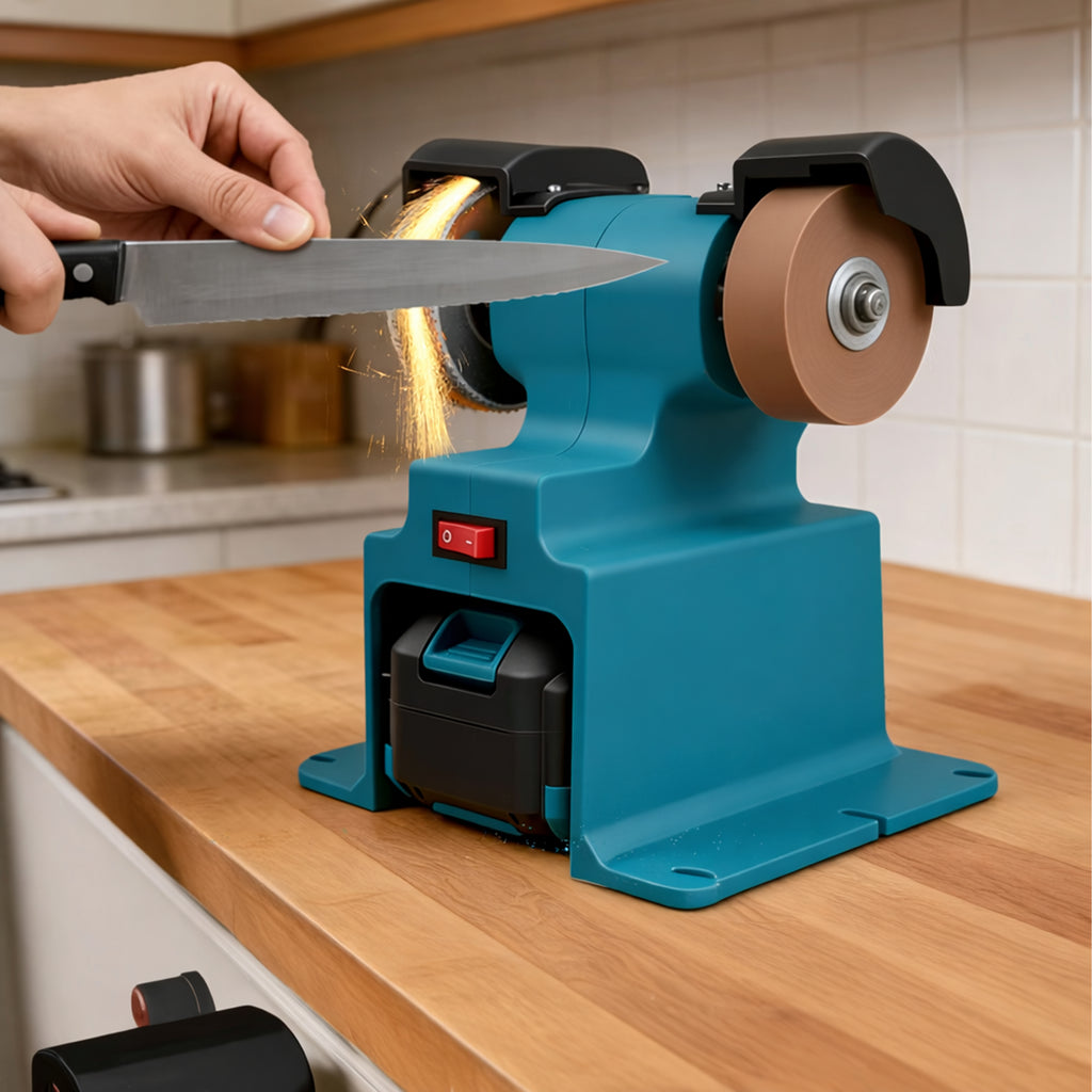 Cordless Double Bench Grinder with 2 Stones and 2 Batteries 2x