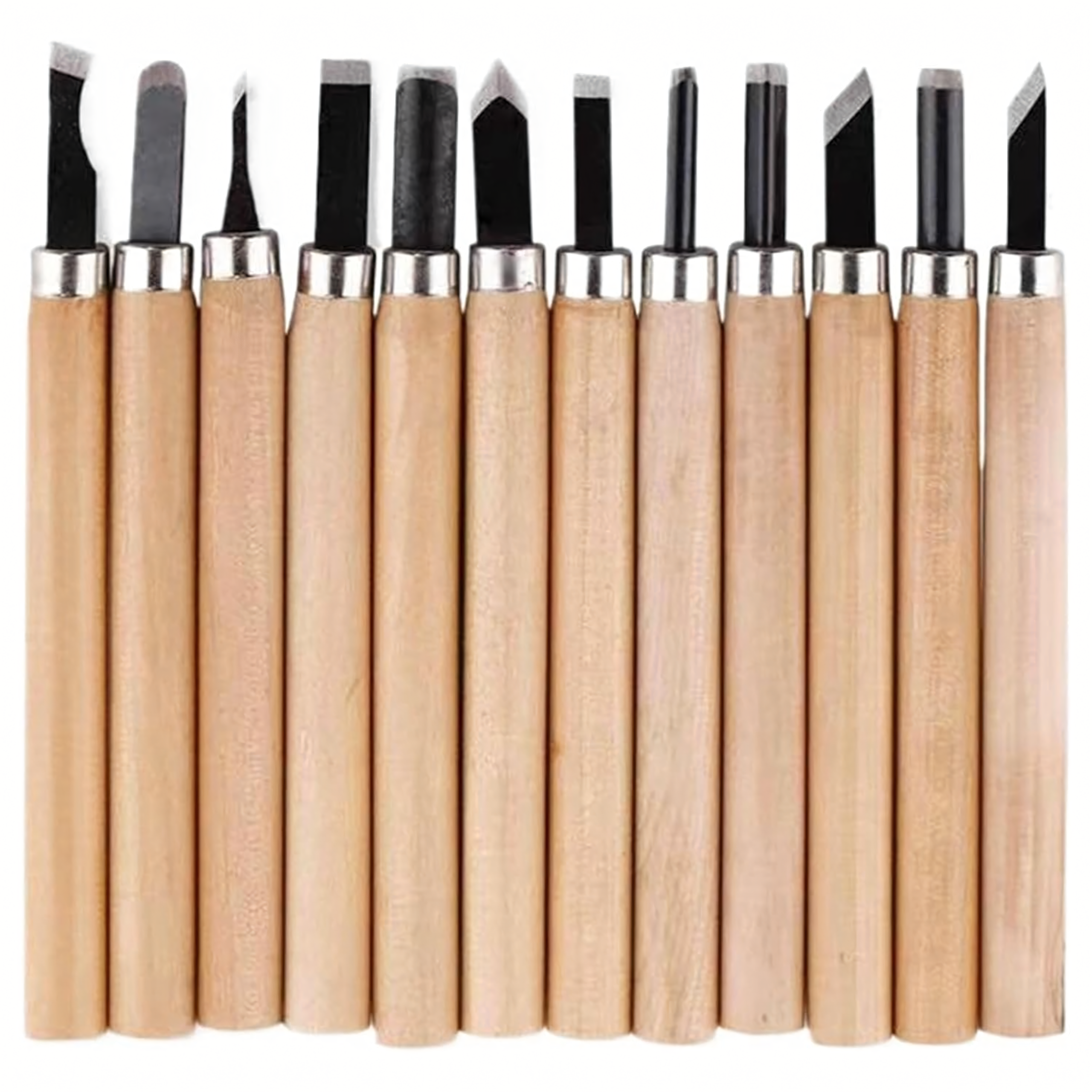 12-osaline puidunikerduspeitlite komplekt puidust käepidemetega 12 tk