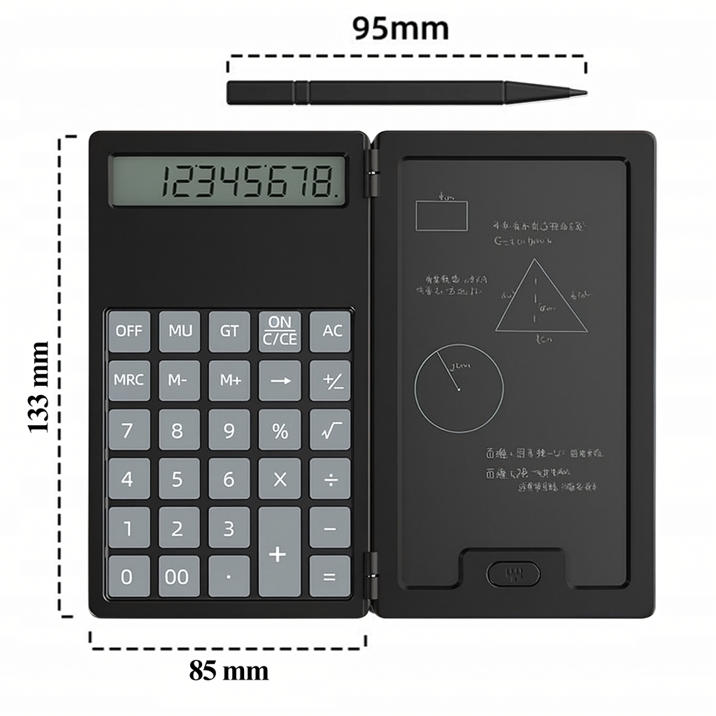 2in1 teaduslik kooli ja kontori kalkulaator koos märkmiku, puutepliiatsi ja märkmepaberiga