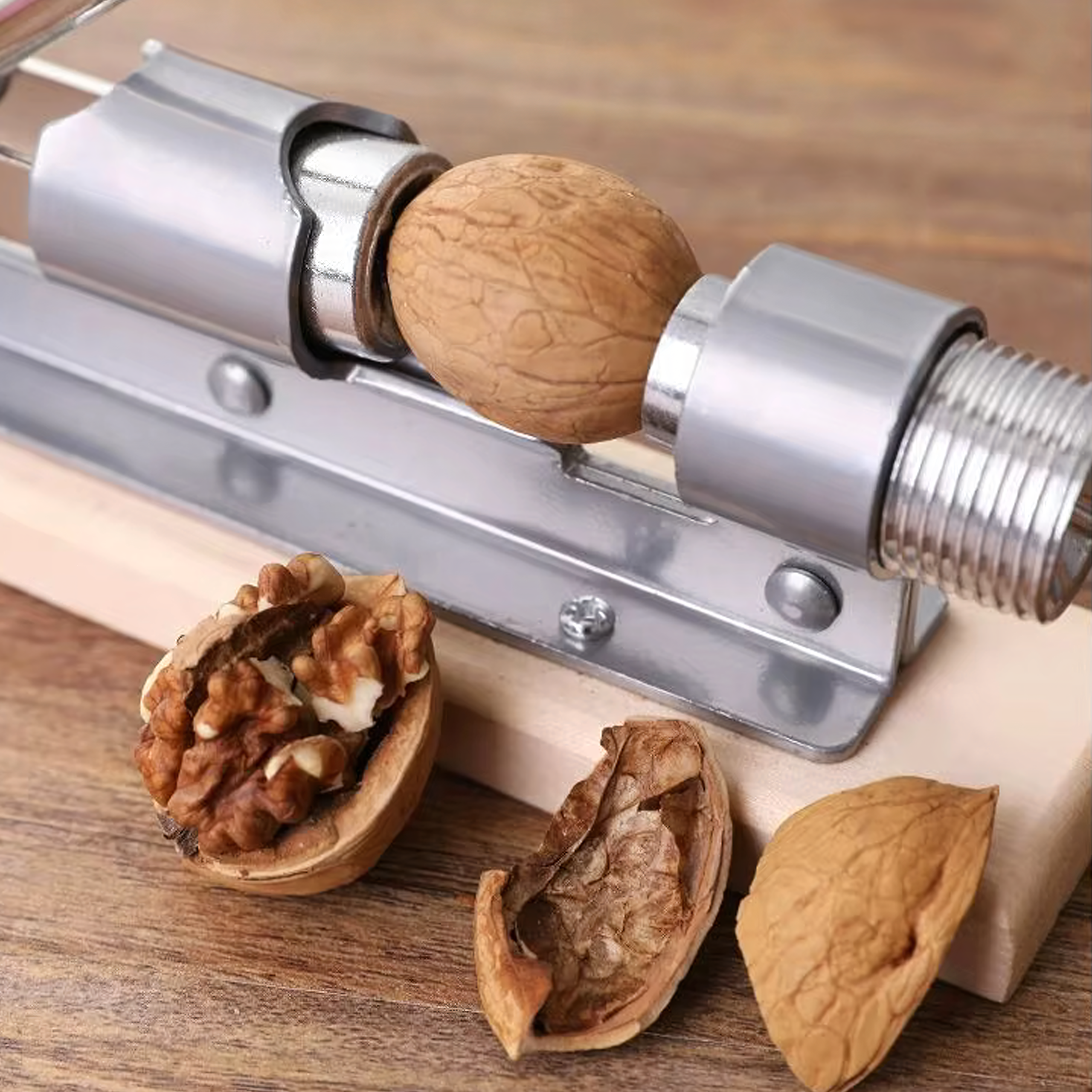 Steel Nutcracker with Wooden Base