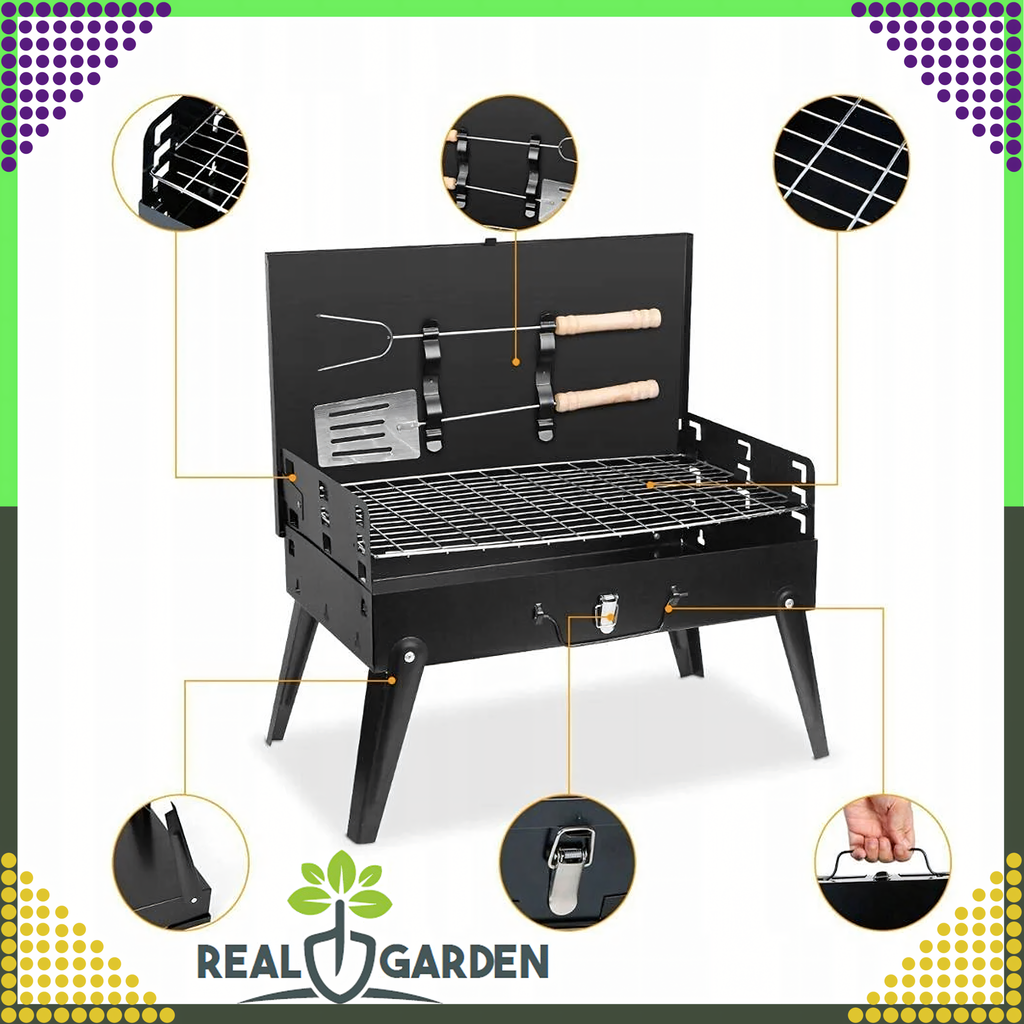 Turisti aiagrill kokkupandav kaasaskantav kohvrigrill + söögiriistad