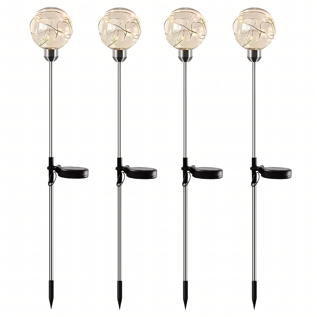 Solar Garden Spike Lights LED Ball Waterproof 4 pcs