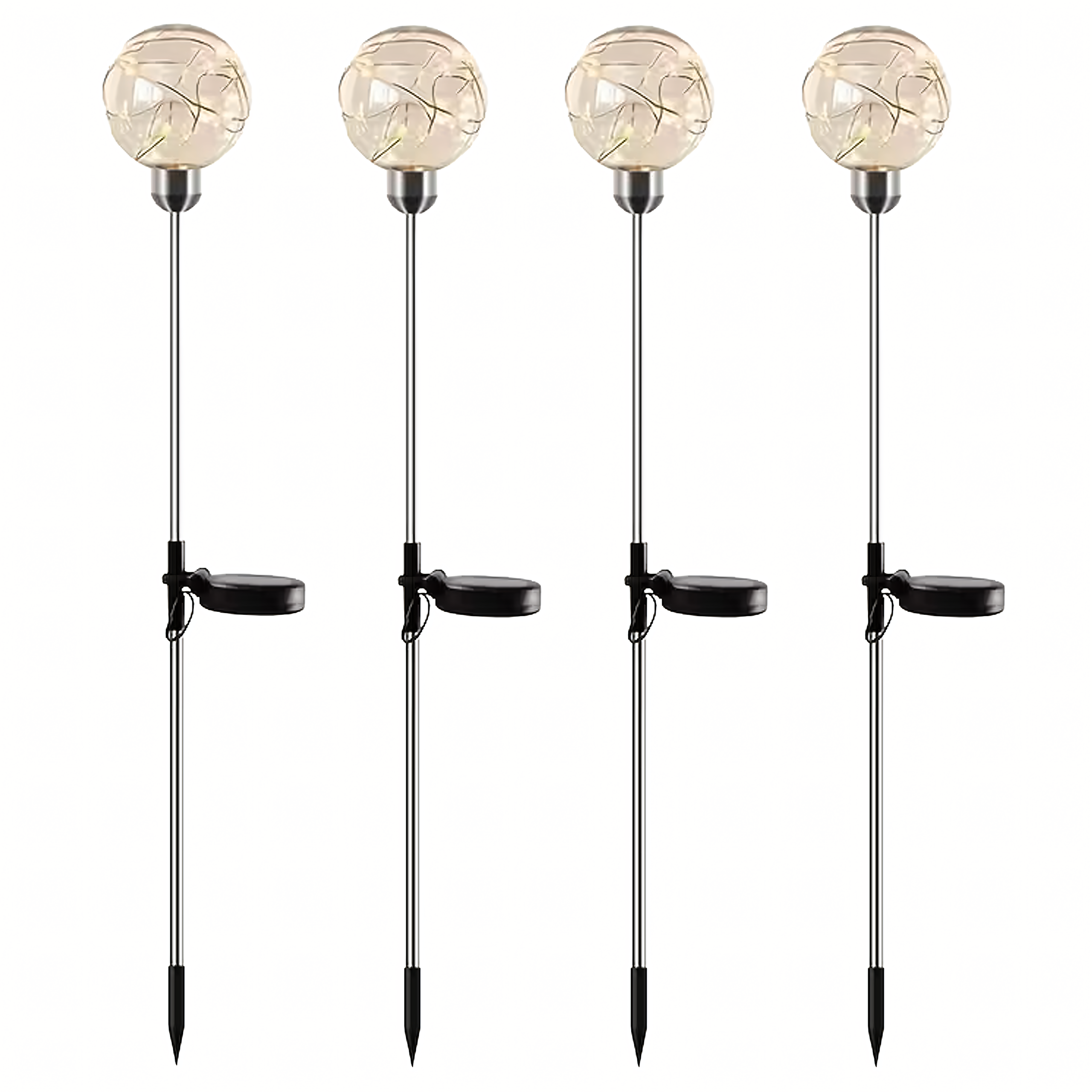Solar Garden Spike Lights LED Ball Waterproof 4 pcs