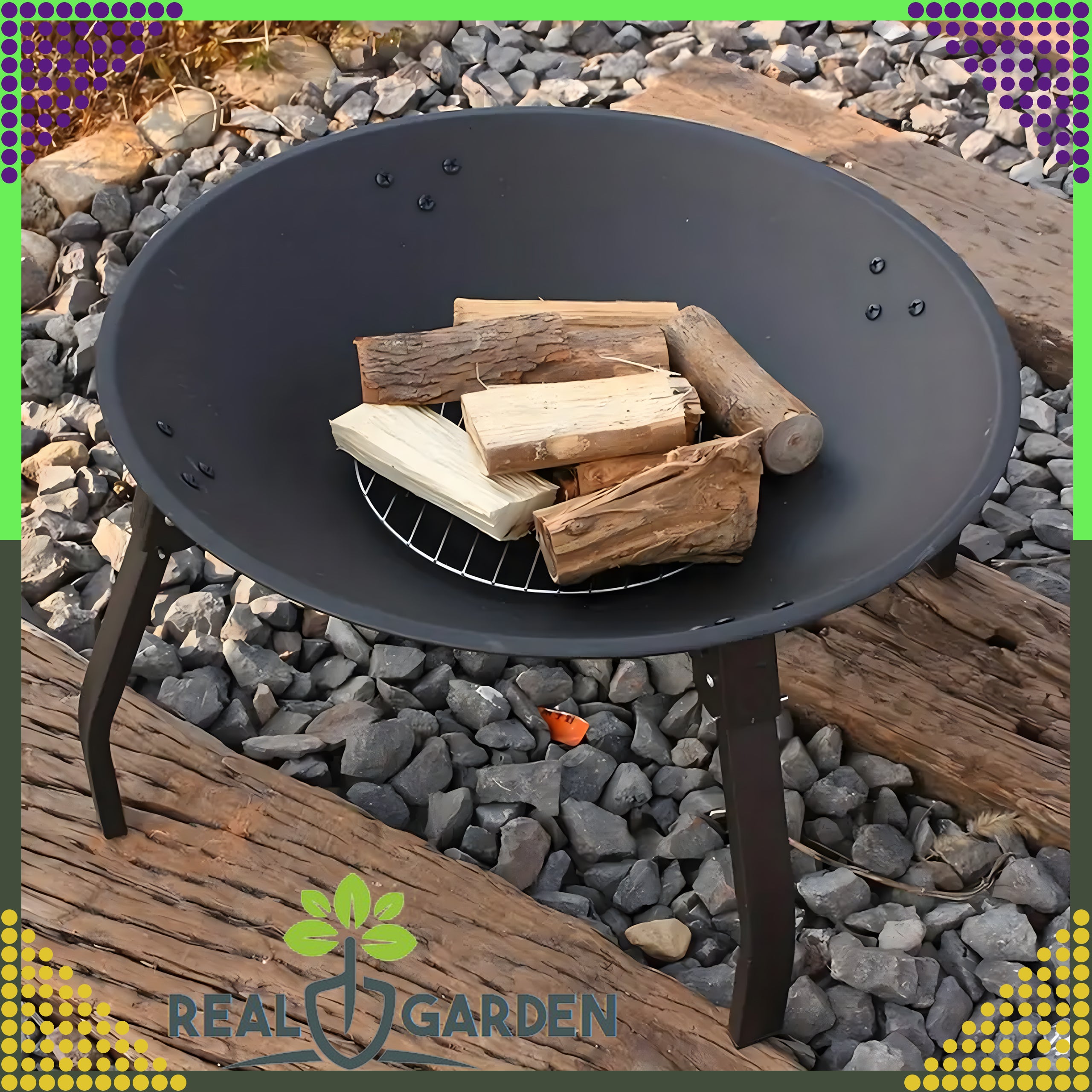 Garden Fire Pit Brilla Steel Black Large 55 cm