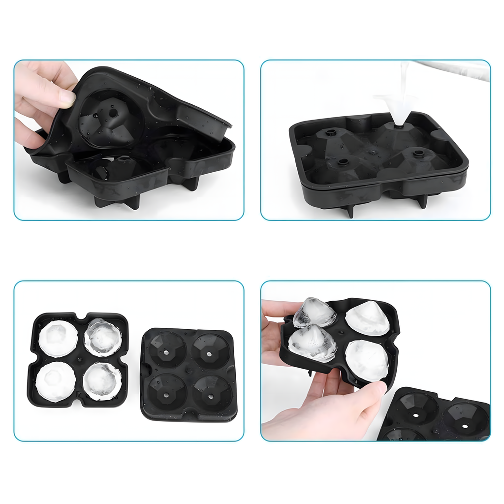 Ice Cube Mold Ice Silicone Diamonds Large XL for 4 pcs