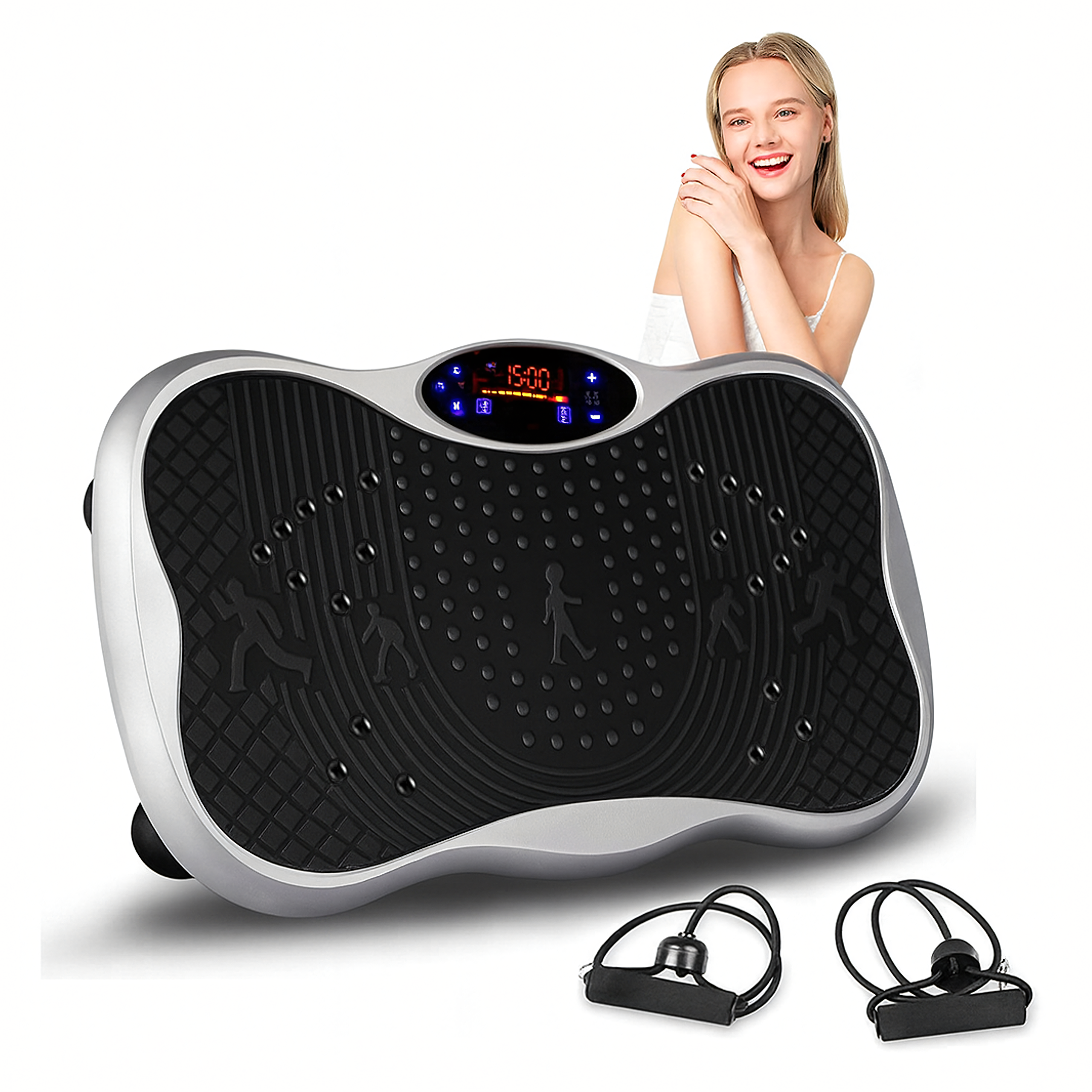 Vibratsiooniplatvorm Vibreeriv Treeningmassaažiseade kaugjuhtimispuldiga, kandevõime 150 kg