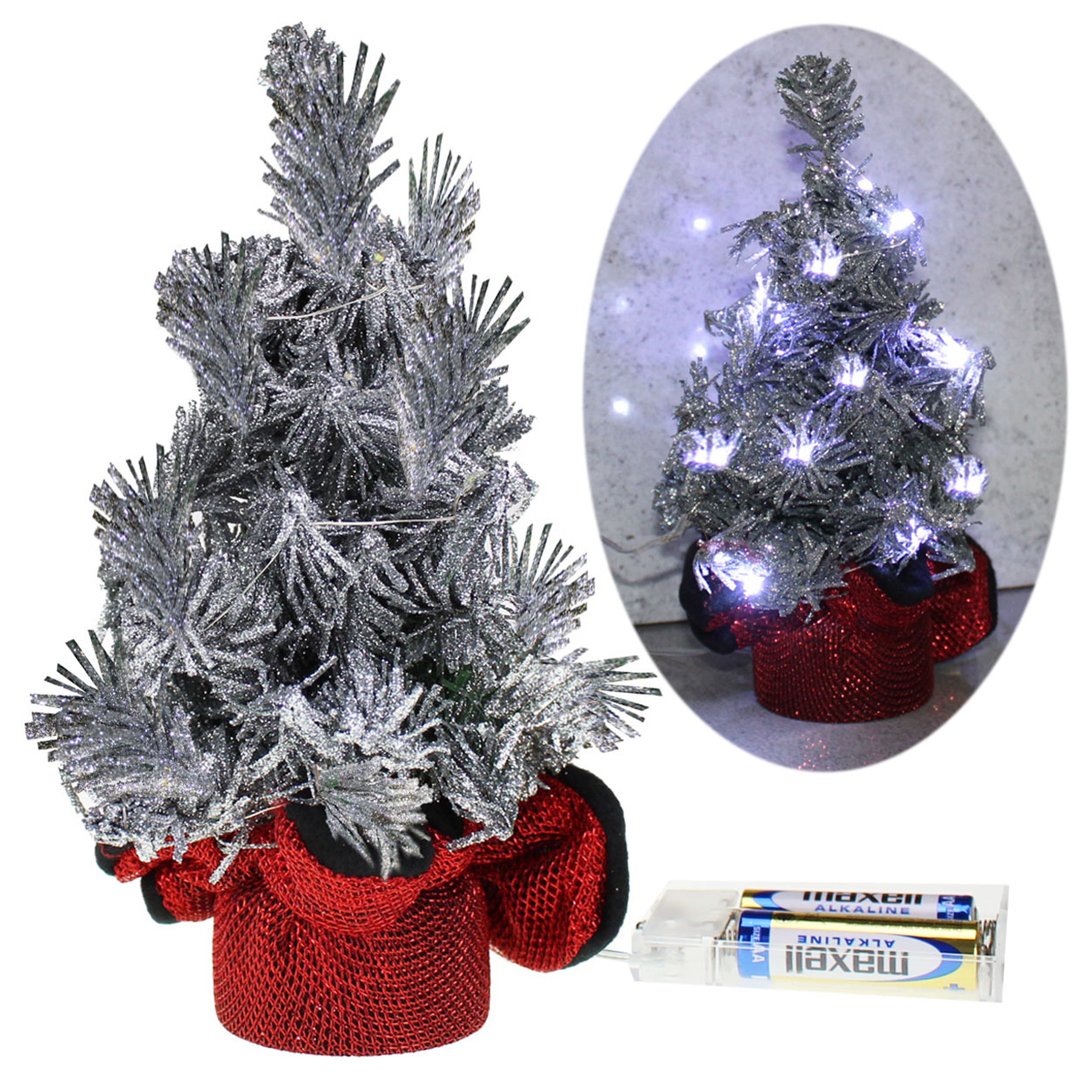 Jõulupuu dekoratiivsed LED-tuled kunstlik hõbedane kaunistus 20 cm