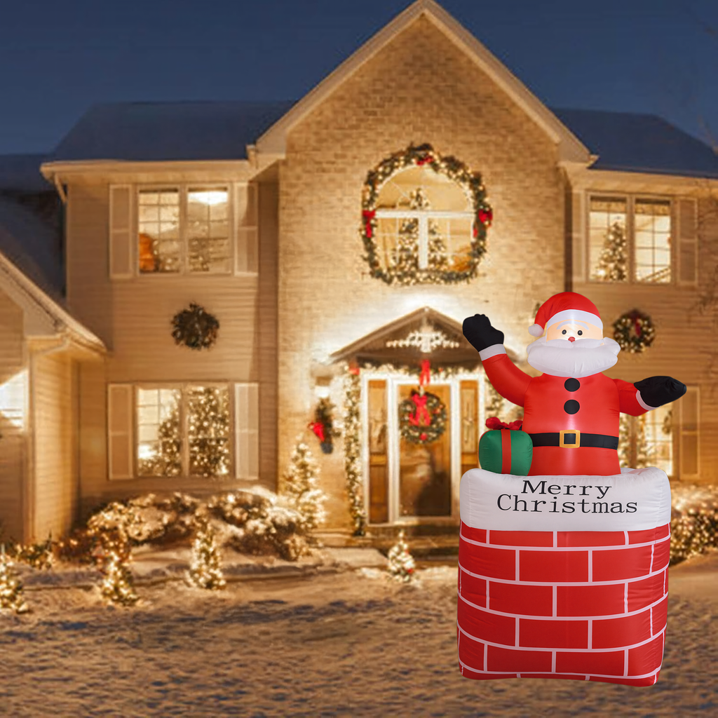 Täispuhutav jõuluvana korstnas jõulukaunistus valgustatud LED 150 cm