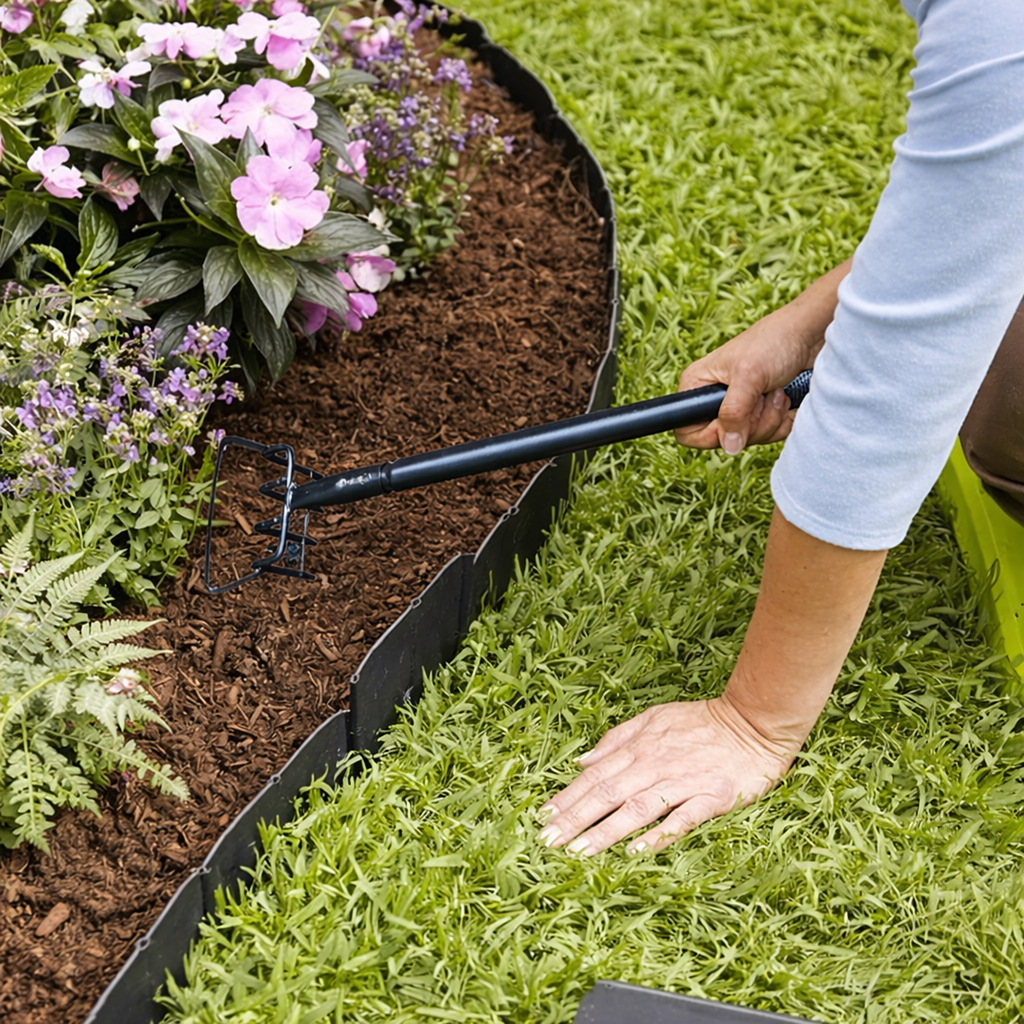 Garden Hoe with Metal Handle and 3-Section Claw Rake 120cm