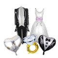 Wedding Balloons Set 5 pcs - Wedding Dress, Suit, 2 Hearts, and Engagement Ring