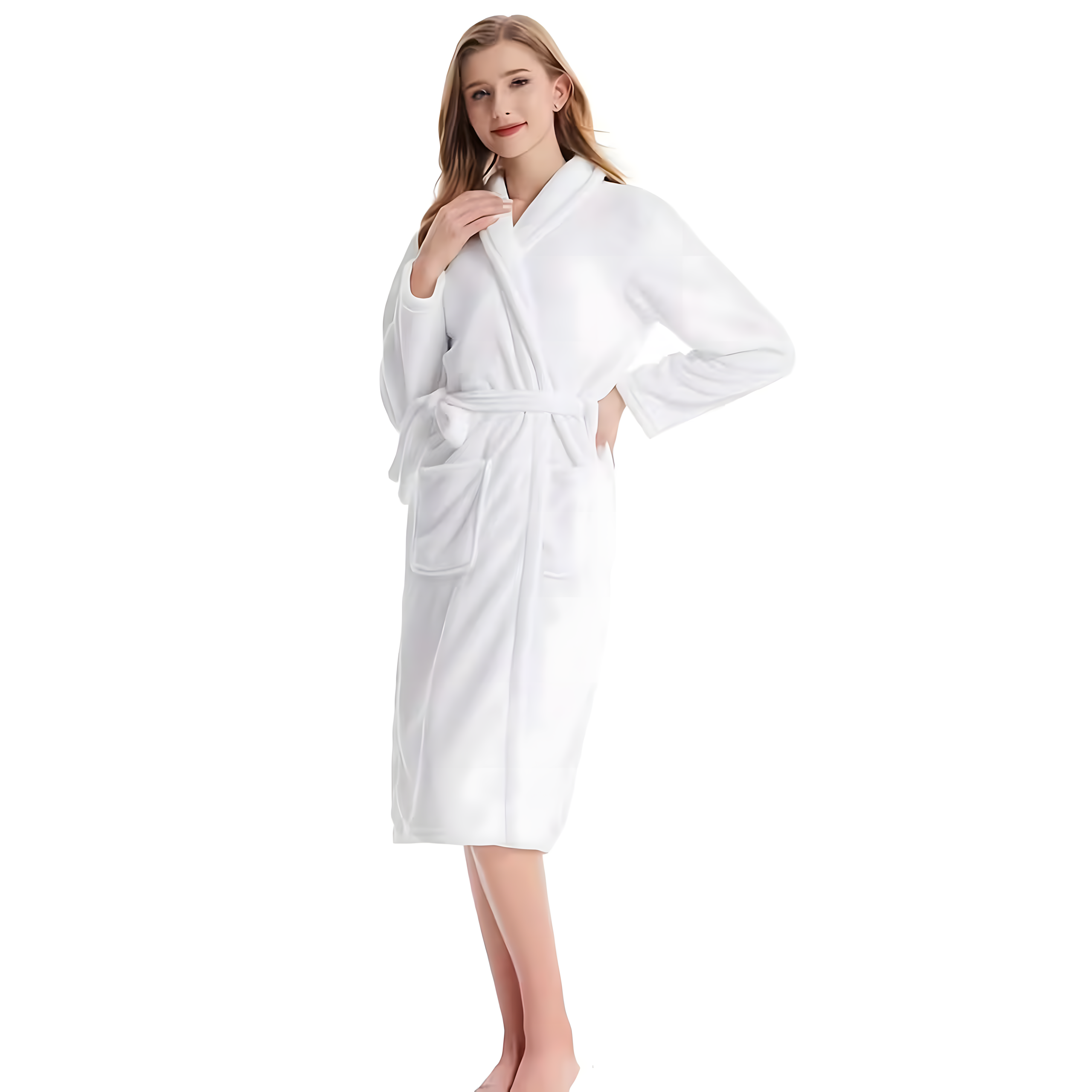 Classic Comfortable Warm Women's Hotel Bathrobe White