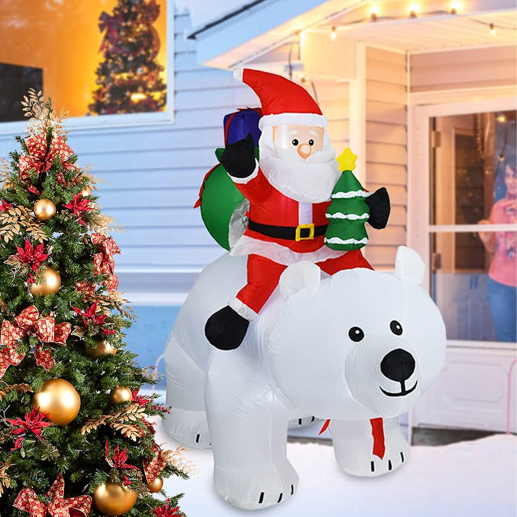 Jõulukaunistus Täispuhutav Jõuluvana Kaisu Karu Seljas Led XXL 210cm