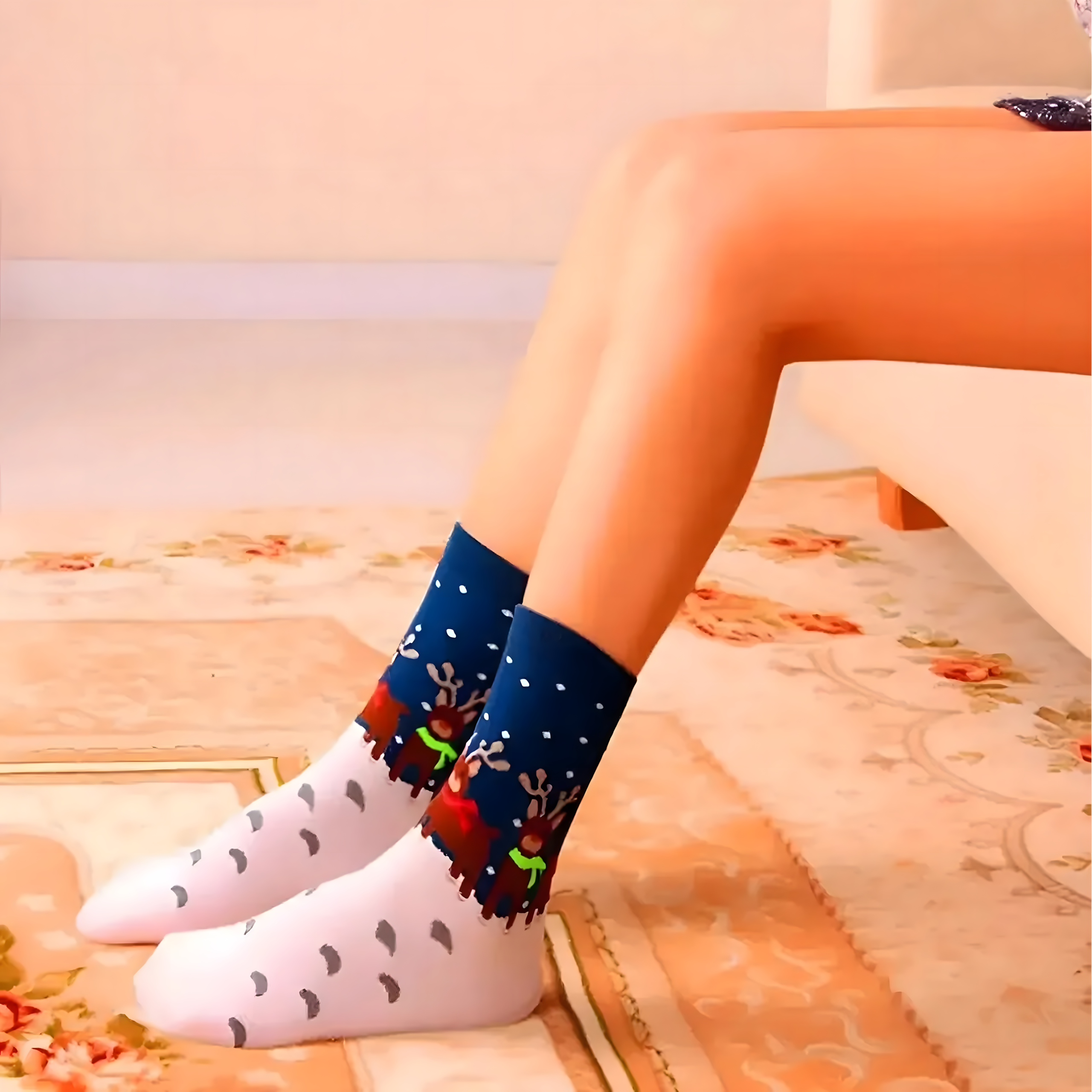 Puuvillased jõulusokid värvilised 5 paari jõuludeks 37-43