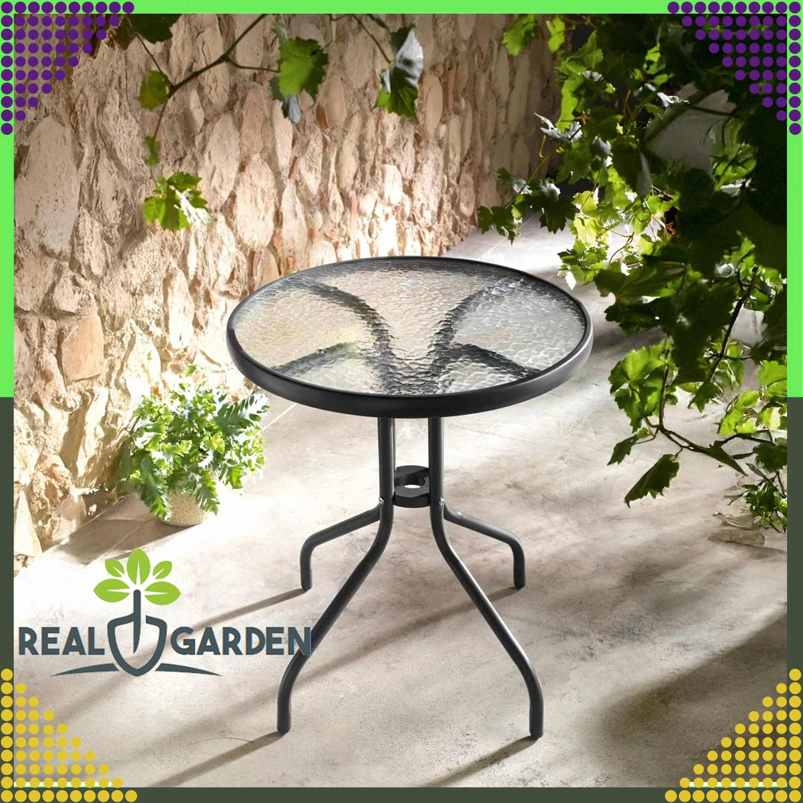 Tempered Glass Coffee Table Round Black 60 cm