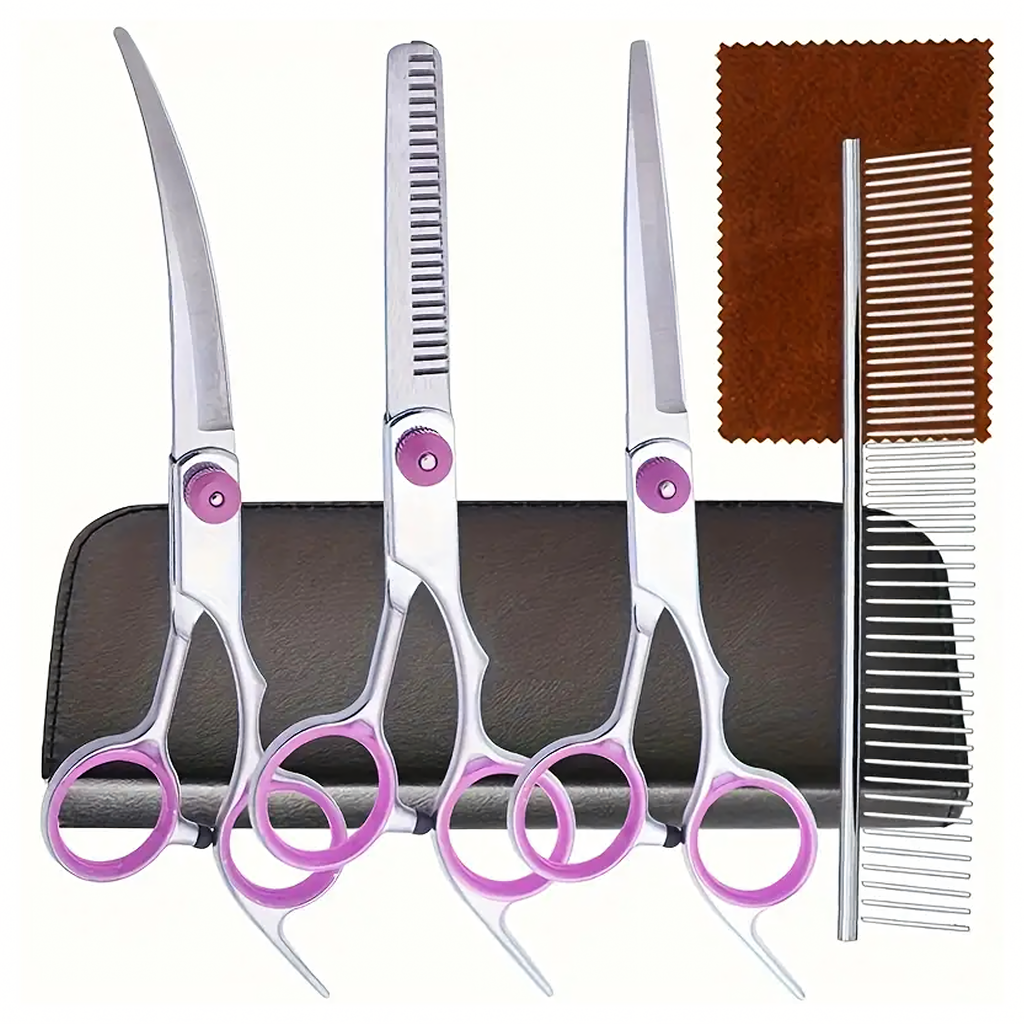 Professionaalsed loomade, koerte ja kasside lõikuskäärid, 4 tk komplekt, karbis