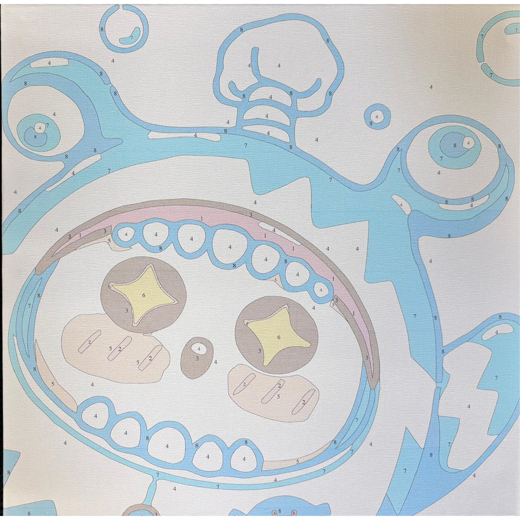 Numbrite järgi värvimise pilt raamiga ja pintslite komplekt 30x30 lastele