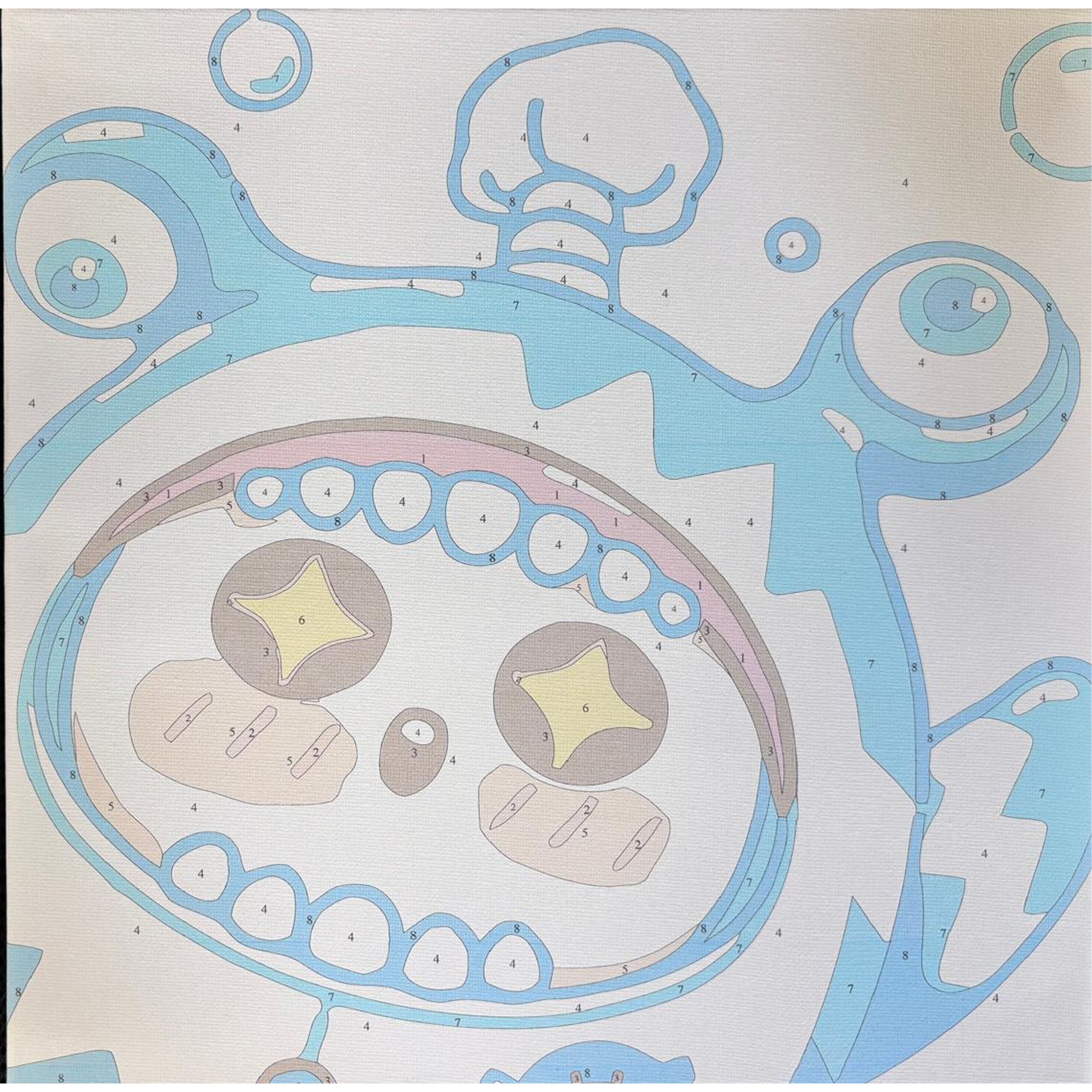 Numbrite järgi värvimise pilt raamiga ja pintslite komplekt 30x30 lastele