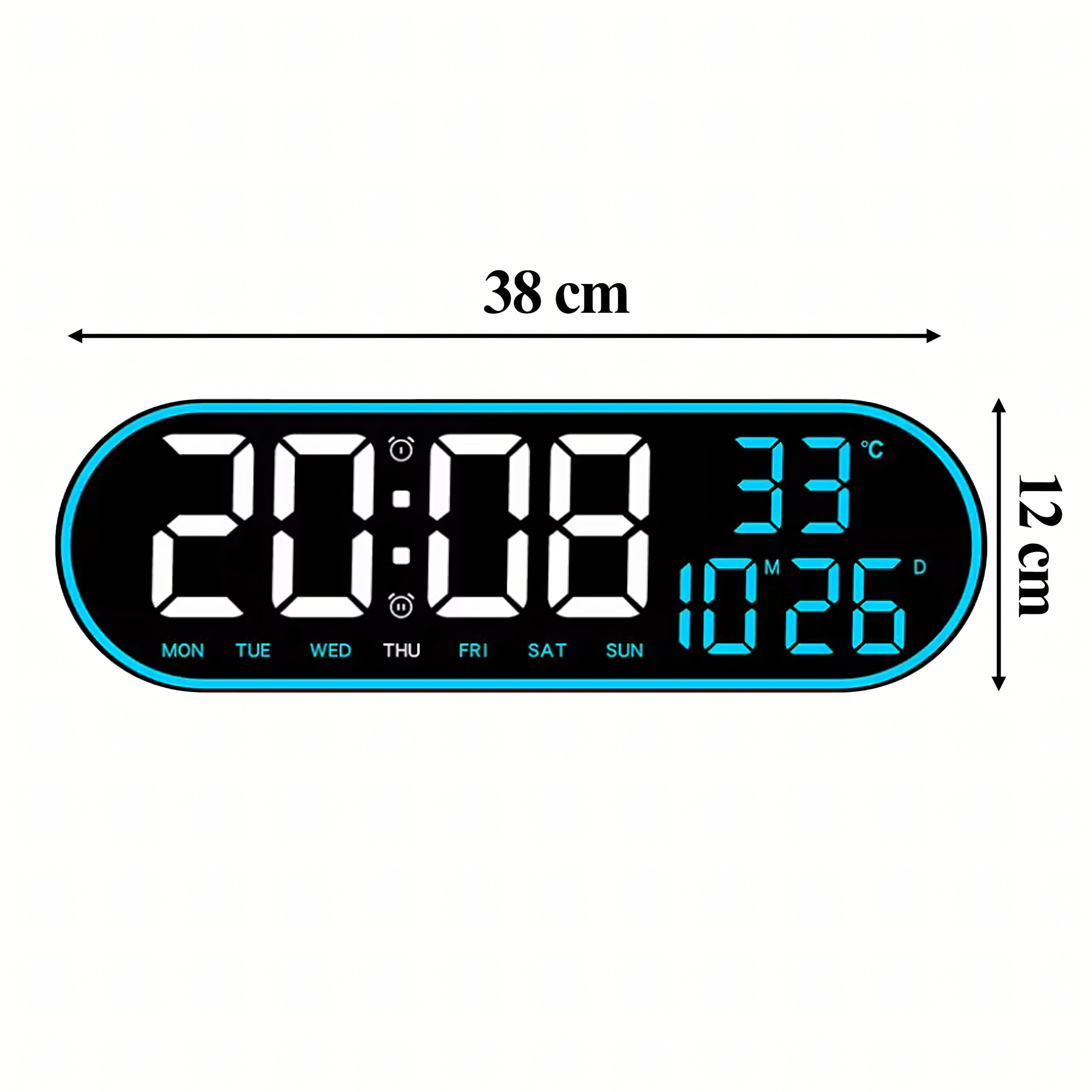 Elektrooniline digitaalne seinakell suur LED temperatuuriga äratuskell 38 cm kaugjuhtimispuldiga