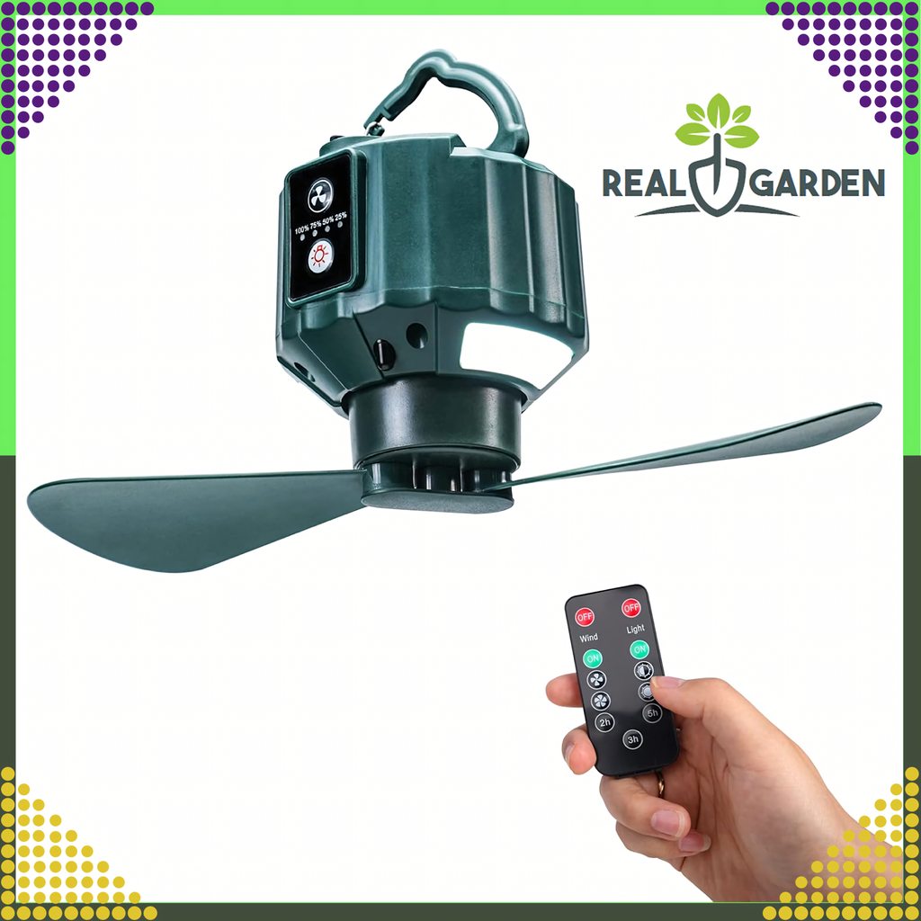 Portable 2in1 Ceiling Fan for Tent Bedroom Camping USB 5200 mAh