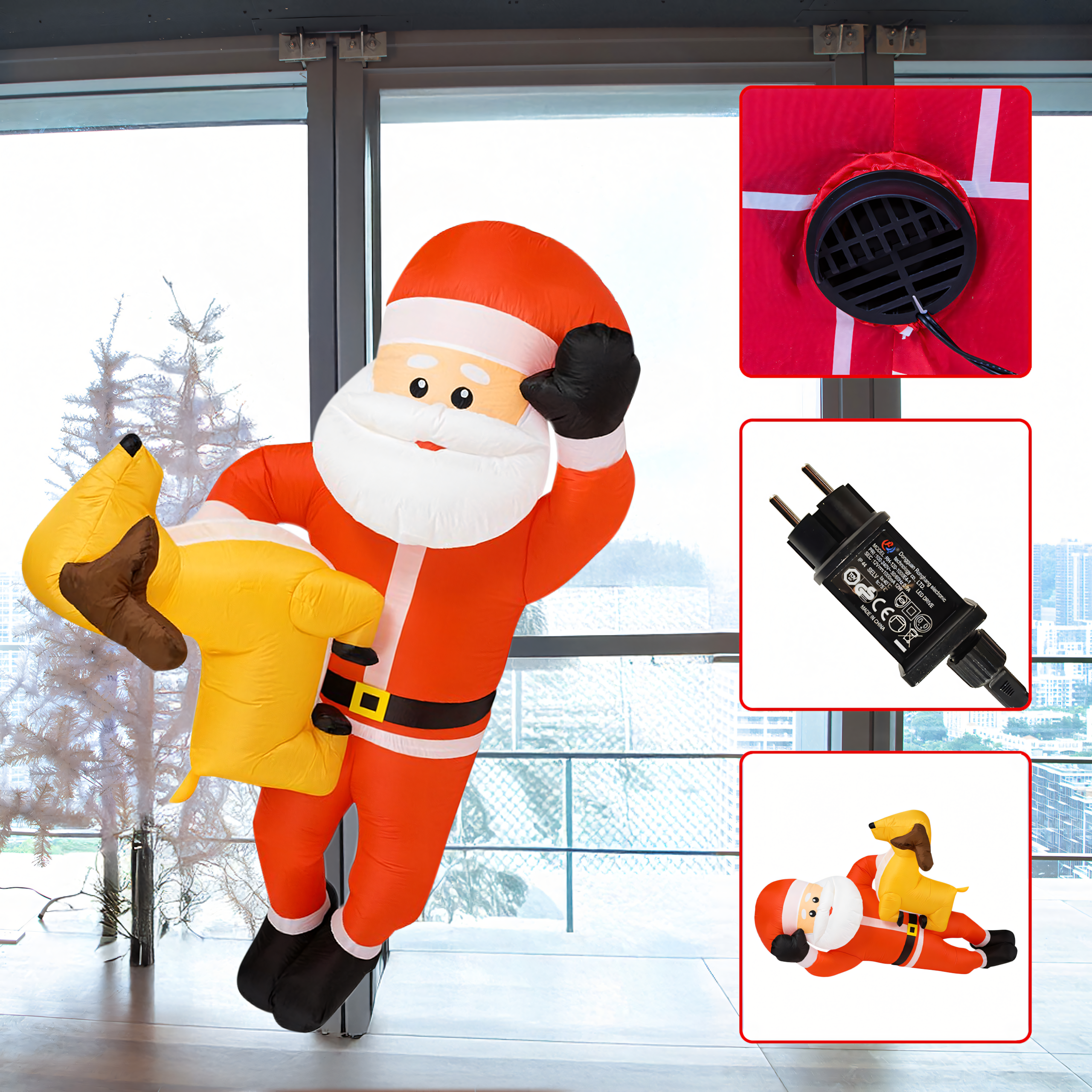 Täispuhutav jõuluvana põhjapõdraga 210cm jõulu Led valgus XXL