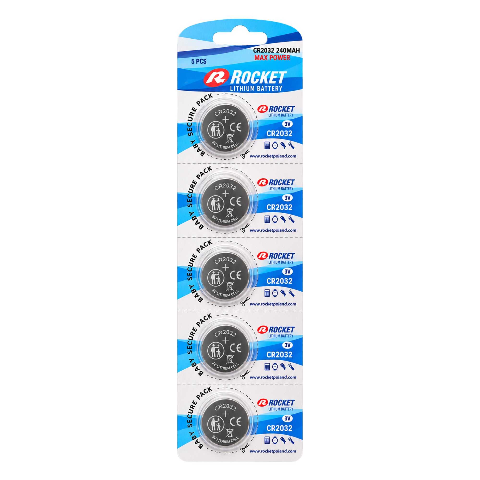 Rocket CR2032 3 V 240 mAh liitium-nööppatareid, 1000 tk CR2032-15840