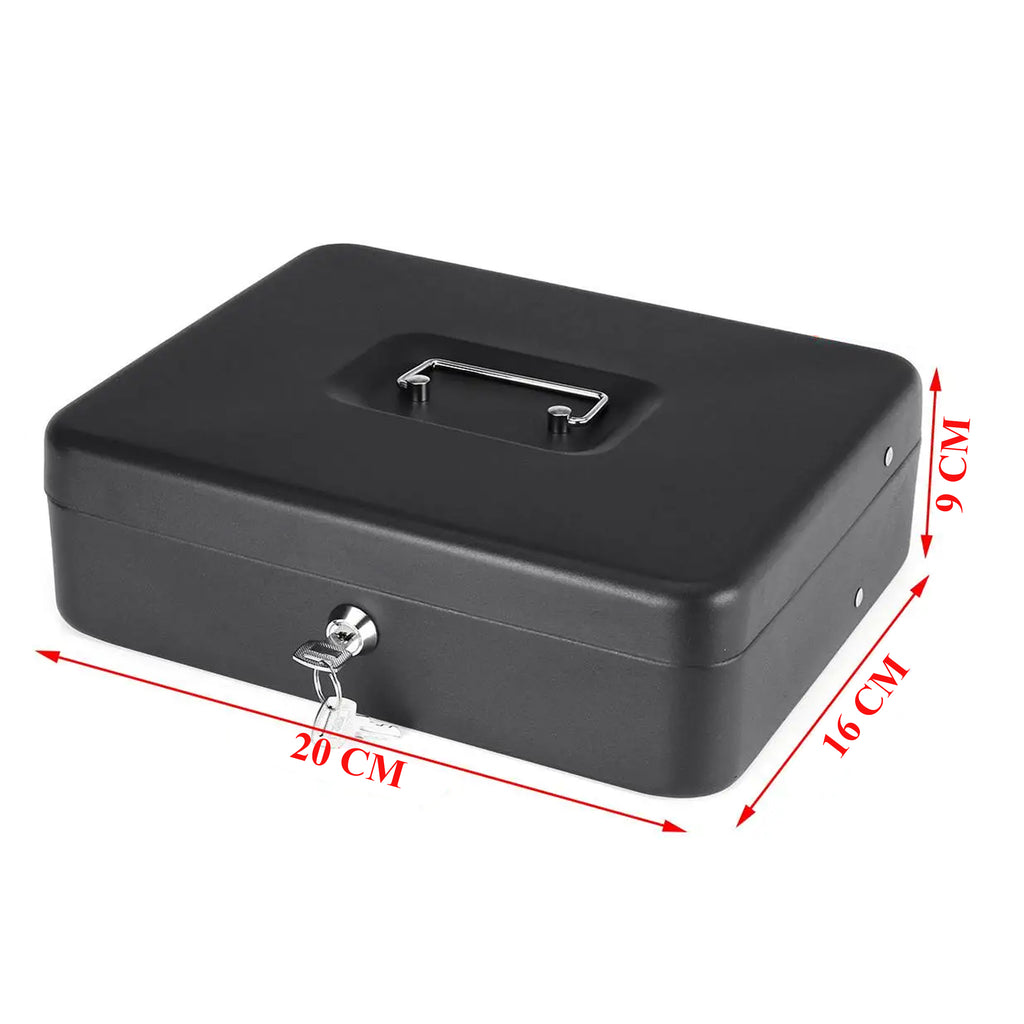 Metal Cash Box with Key Lock for Coins and Banknotes
